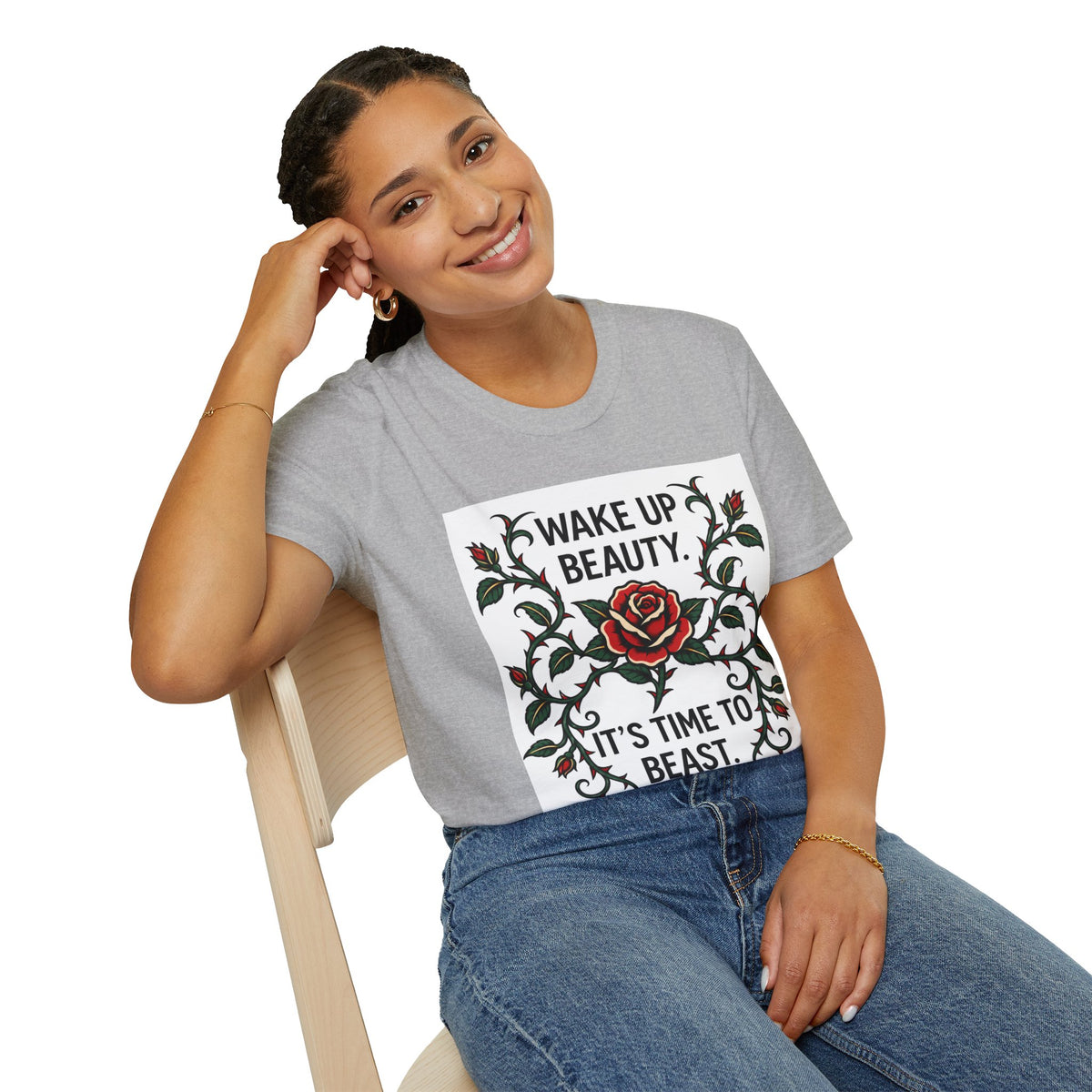 Wake Up Beauty, It’s Time to Beast Tee — Rose & Thorn Graphic Shirt