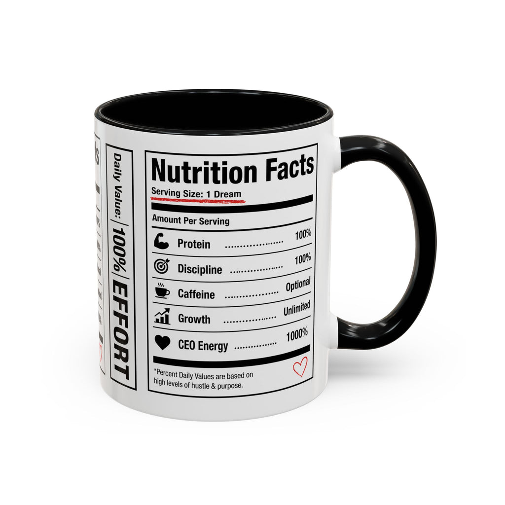 Entrepreneur Nutrition Facts Accent Coffee Mug | CEO Motivation Coffee Cup (11oz, 15oz)