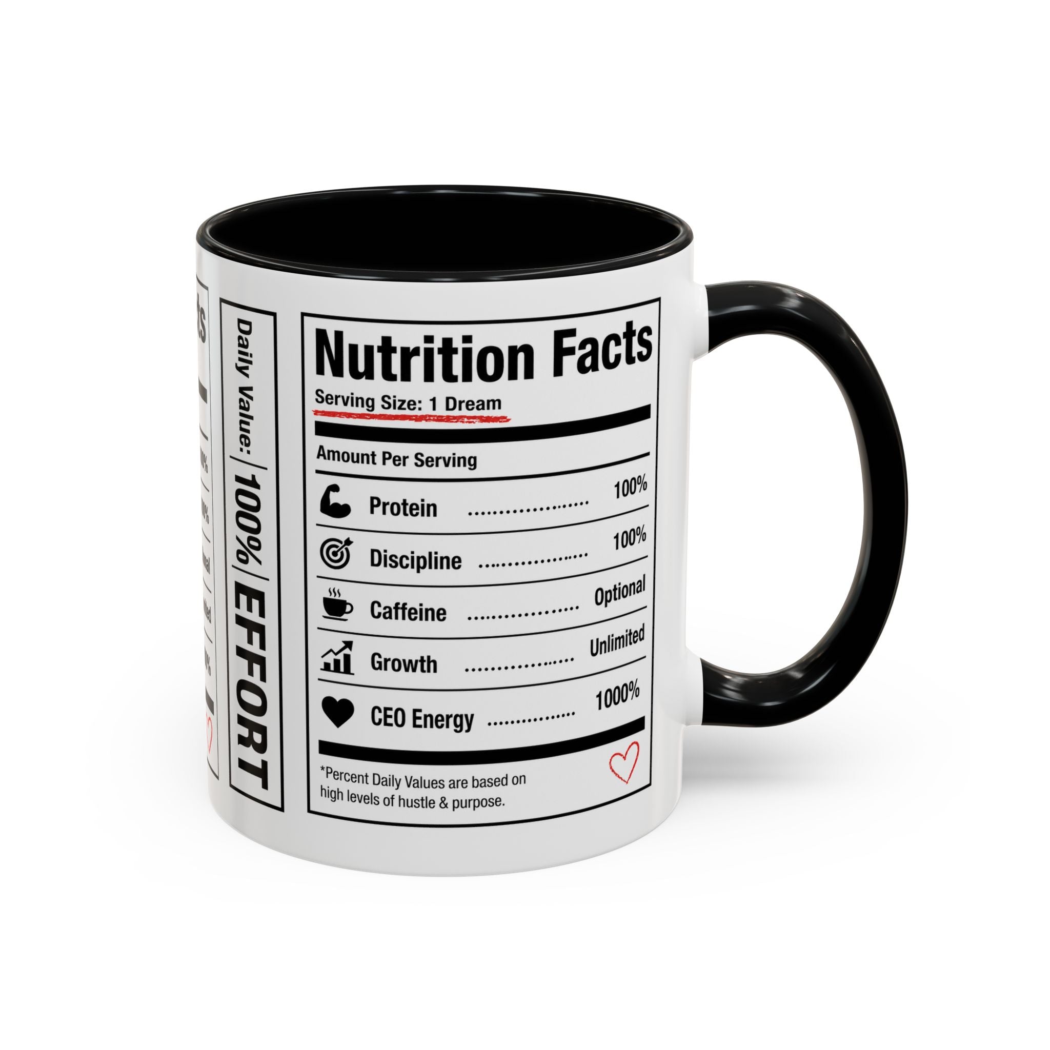 Entrepreneur Nutrition Facts Accent Coffee Mug | CEO Motivation Coffee Cup (11oz, 15oz)