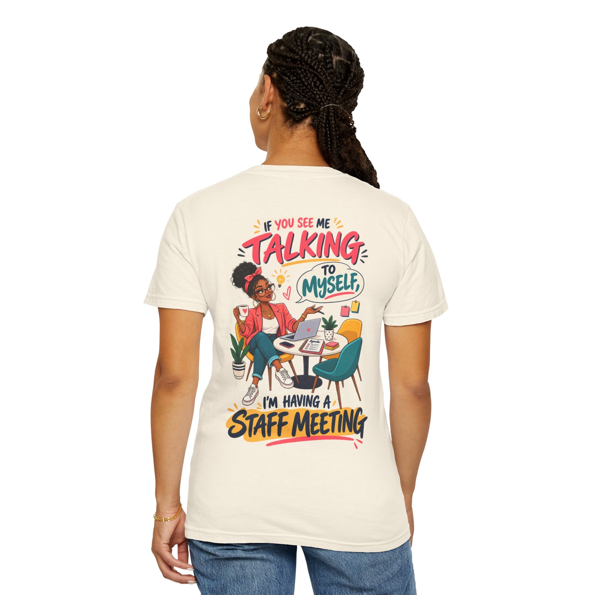 Funny Small Business Owner T-Shirt — “If You See Me Talking to Myself” Staff Meeting Graphic Tee