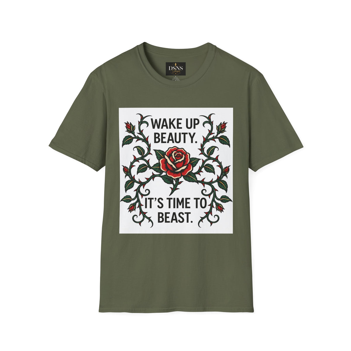 Wake Up Beauty, It’s Time to Beast Tee — Rose & Thorn Graphic Shirt