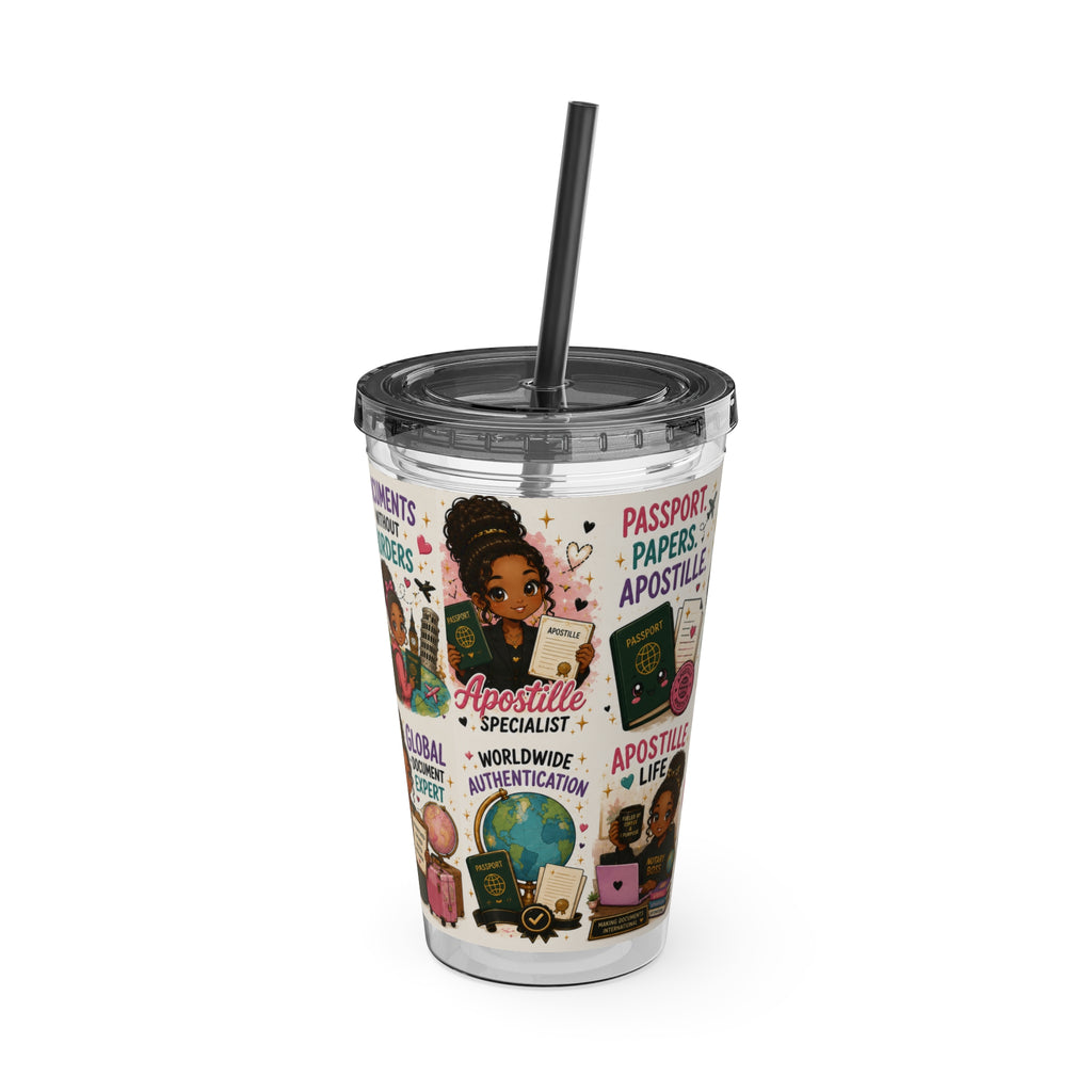 16 oz Acrylic Tumbler – Apostille Specialist Travel Collection | Double-Wall Notary Cup with Straw