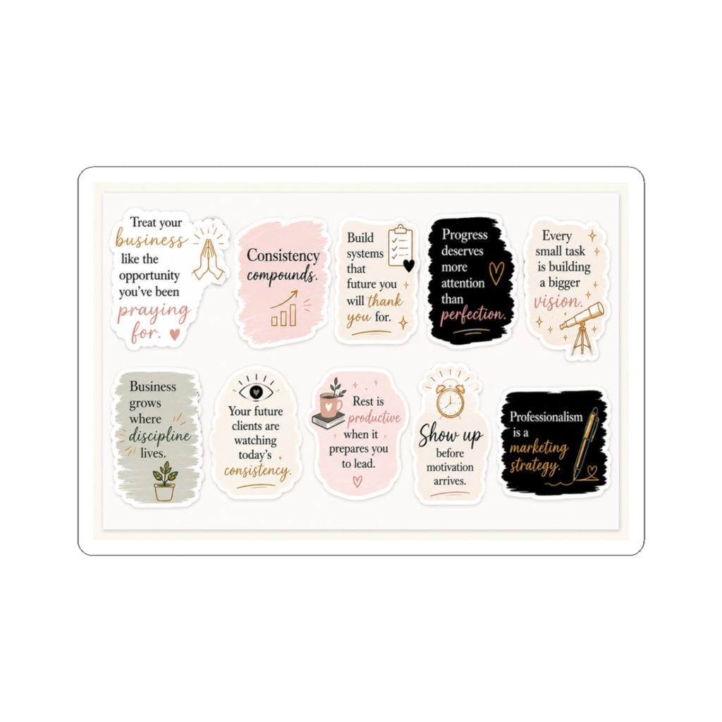 Business Mindset Sticker Sheet. Vinyl Sticker  | Decal | Cute Business Owner Laptop Sticker