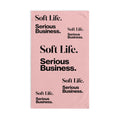 Soft Life. Serious Business. Blush Pink Hand Towel — Trendy Minimal Text Pattern