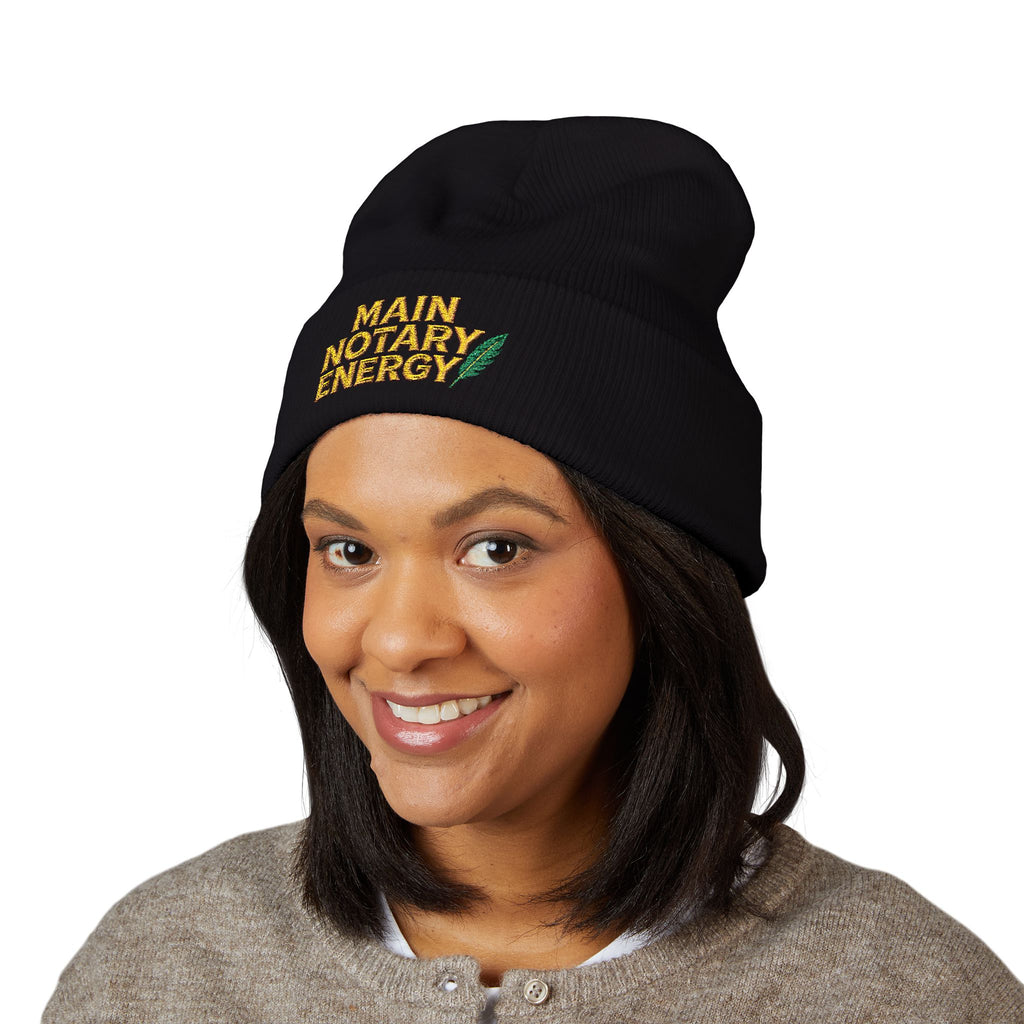 Main Notary Energy Embroidered Cuffed Beanie | Notary Public Gift