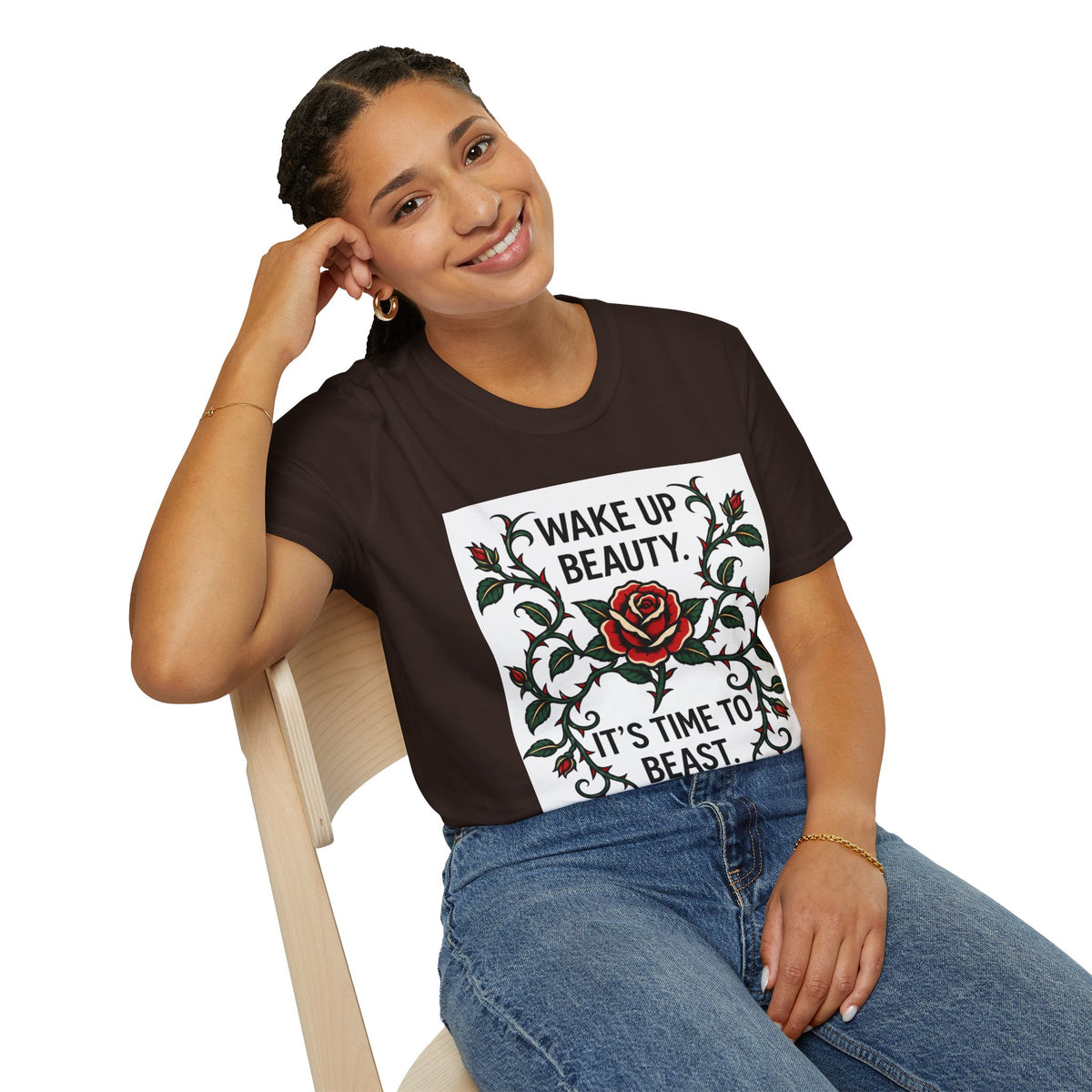 Wake Up Beauty, It’s Time to Beast Tee — Rose & Thorn Graphic Shirt