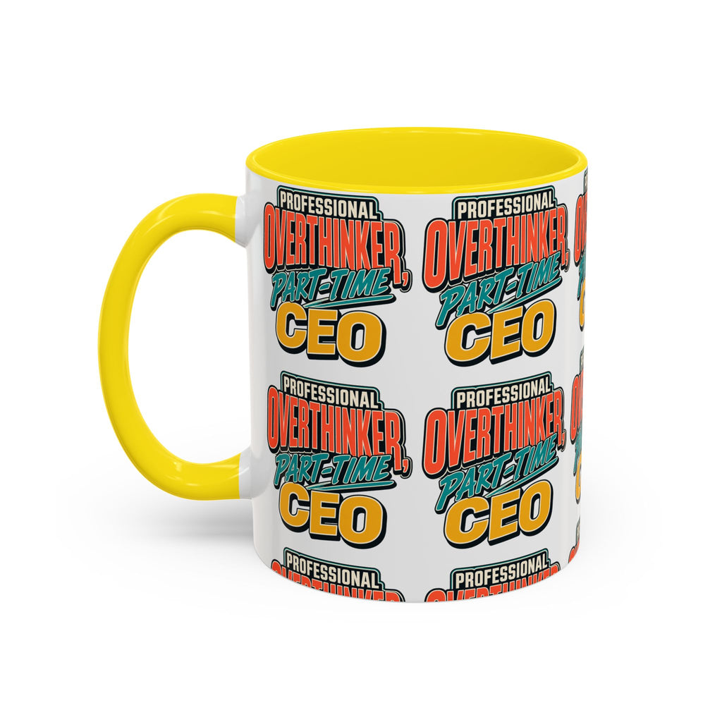 Professional Overthinker Part-Time CEO Mug | Funny Small Business Owner Coffee Cup | Entrepreneur and Side-Hustle Gift