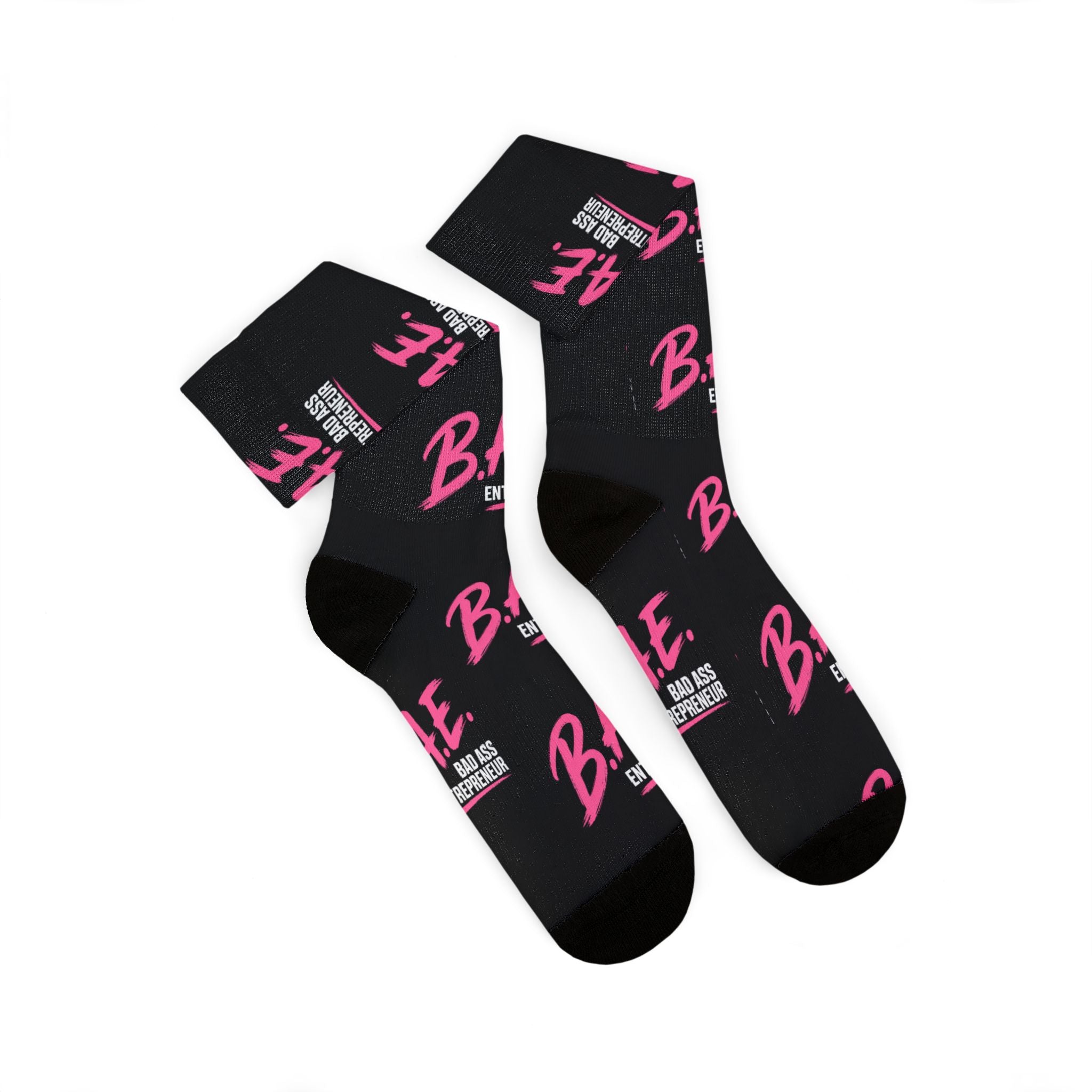 B.A.E. Crew Socks | Bad Ass Entrepreneur Black & Pink Socks | Gift for Business Owners