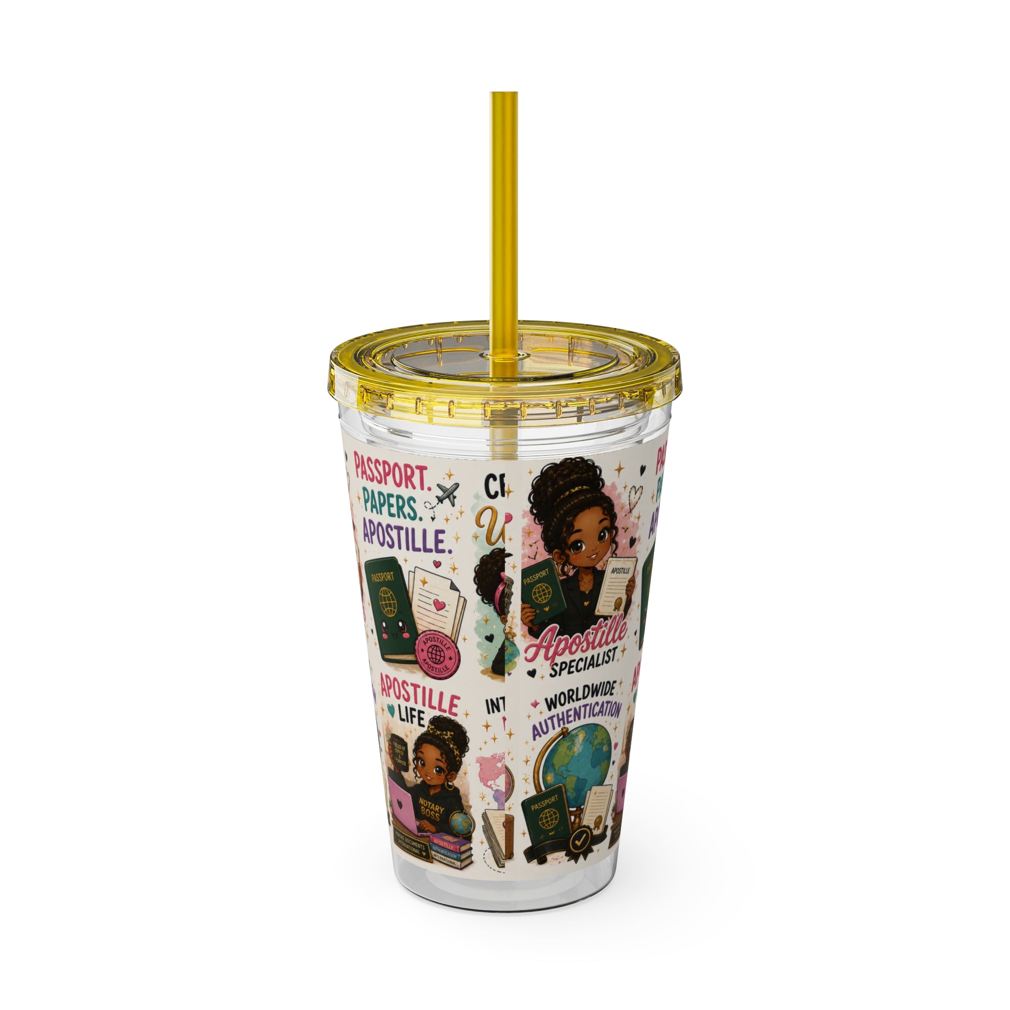 16 oz Acrylic Tumbler – Apostille Specialist Travel Collection | Double-Wall Notary Cup with Straw