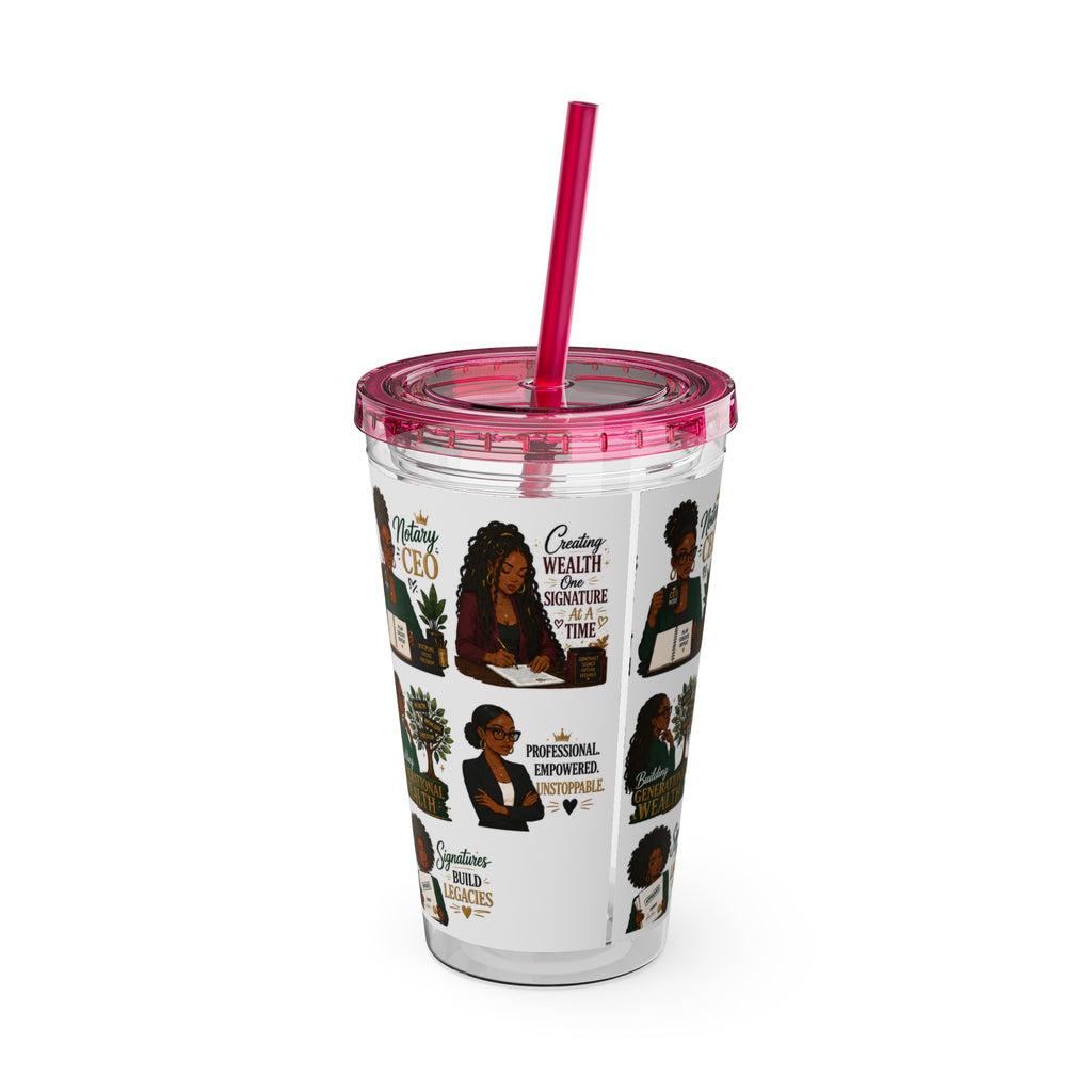16 oz Acrylic Tumbler – Black Girl Business Energy Collection | Double-Wall Entrepreneur Cup with Straw