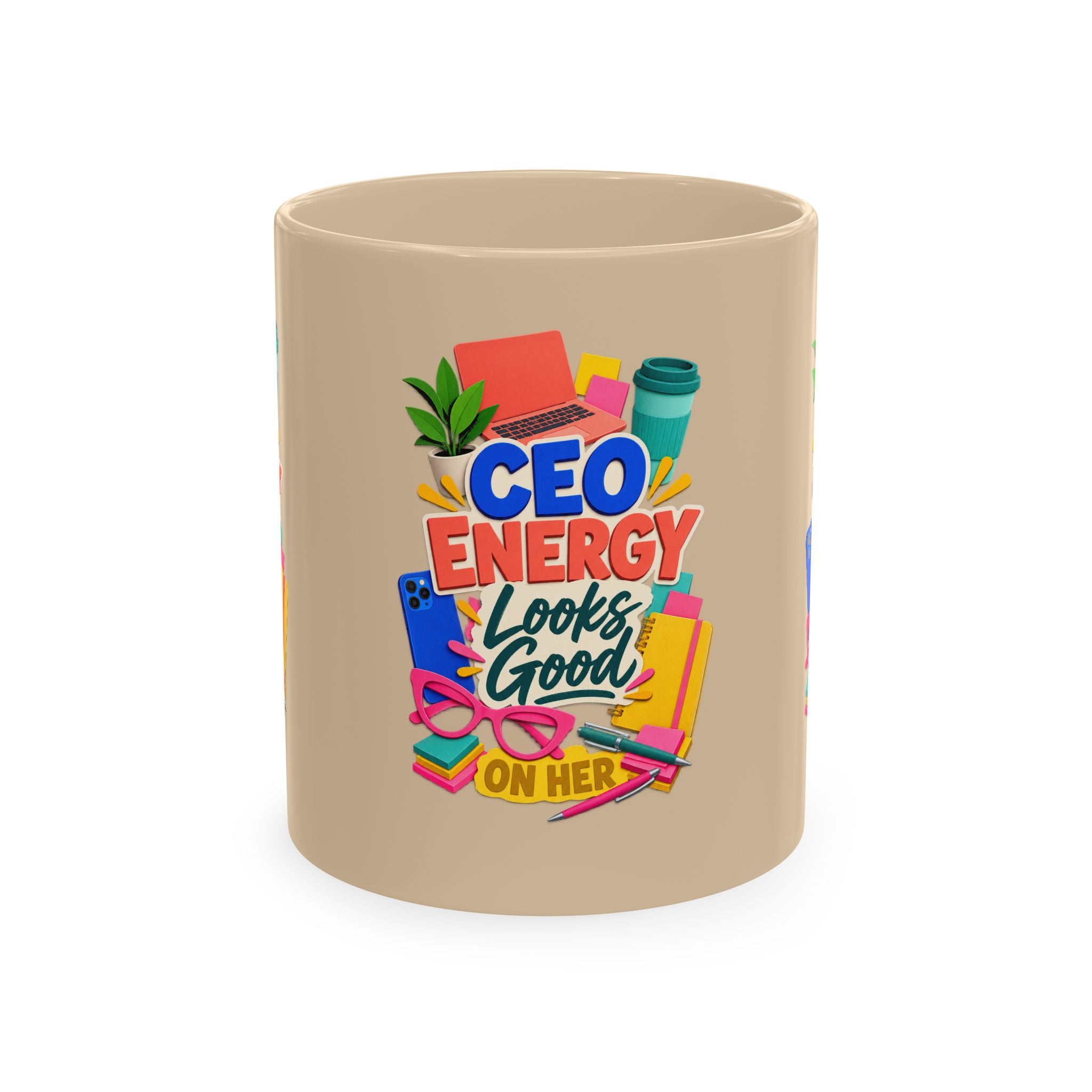 CEO Energy Looks Good on Her Mug | Women in Business Coffee Cup | Female Entrepreneur Gift | Boss Lady Office Mug