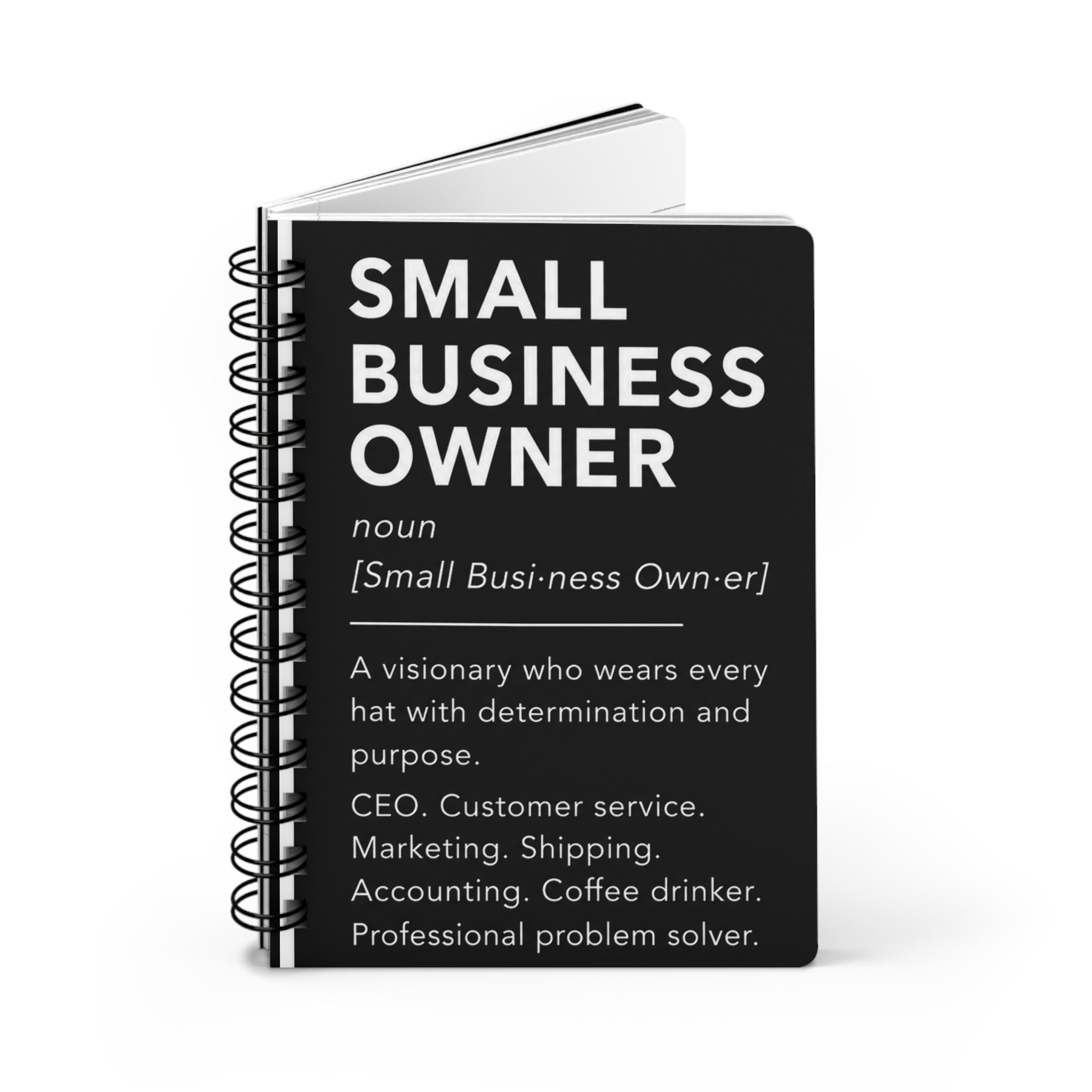 Small Business Owner Definition Spiral Notebook | Entrepreneur Journal | CEO Notebook | Minimalist Business Planner | Black & White Success Journal