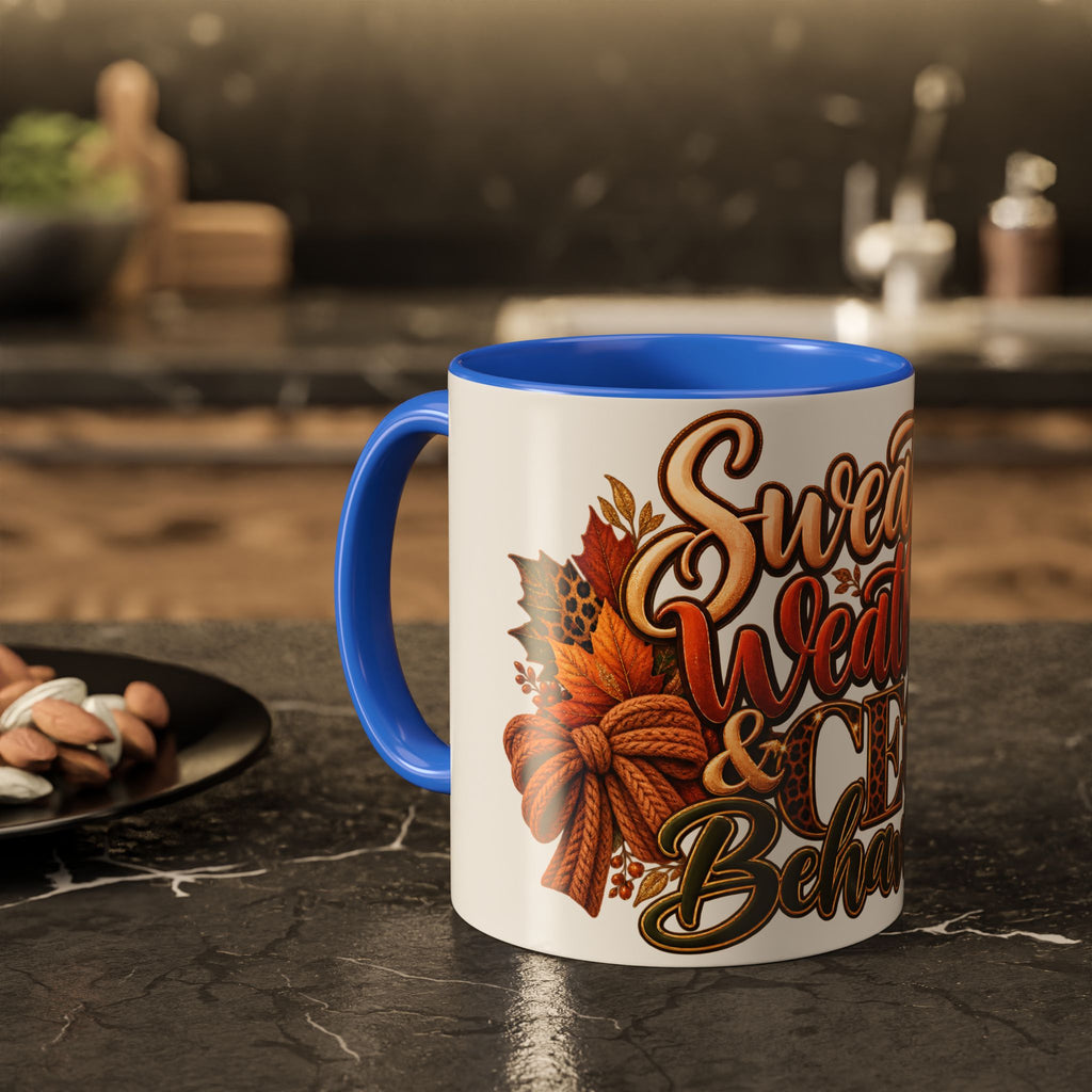 Sweater Weather & CEO Behavior Mug – Fall Pumpkin Latte Seasonal Coffee Cup (11oz/15oz)