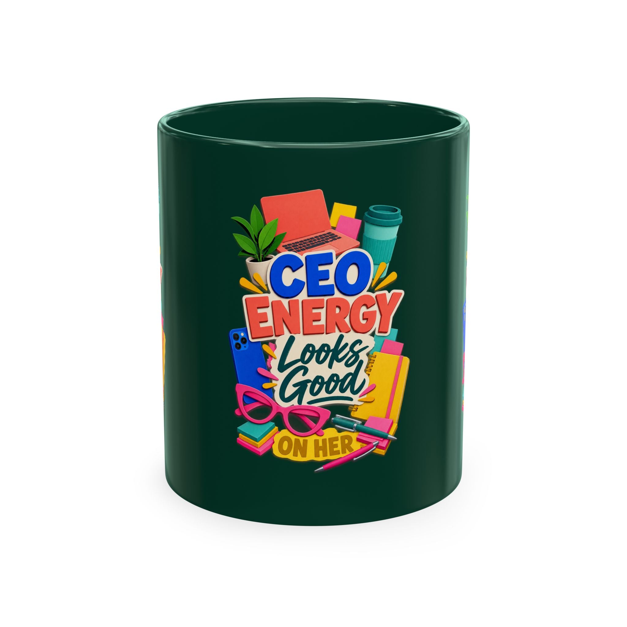 CEO Energy Looks Good on Her Mug | Women in Business Coffee Cup | Female Entrepreneur Gift | Boss Lady Office Mug