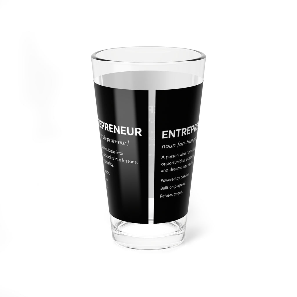 Entrepreneur Definition Mixing Glass | 16oz Motivational Pint Glass | Small Business Owner Gift | Business Owner Drinkware