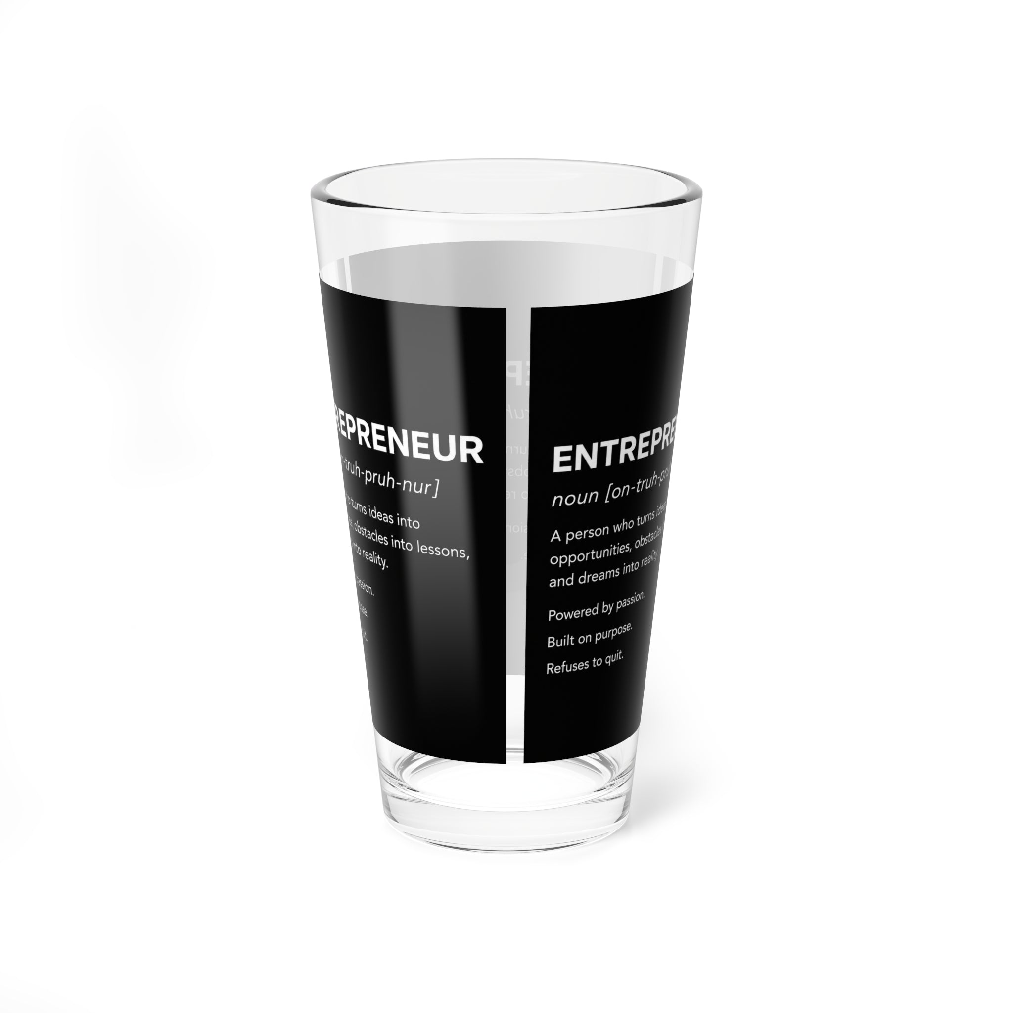 Entrepreneur Definition Mixing Glass | 16oz Motivational Pint Glass | Small Business Owner Gift | Business Owner Drinkware
