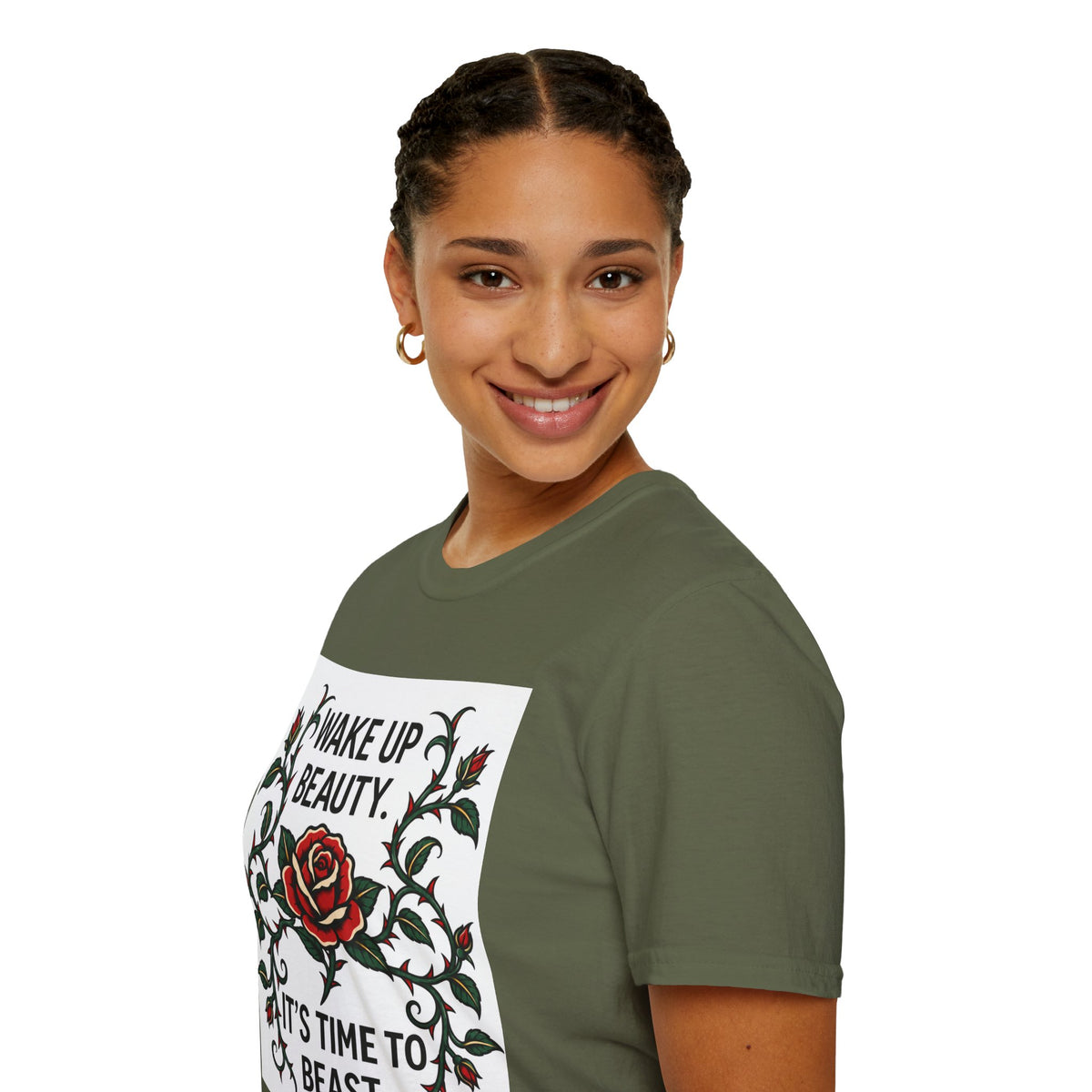 Wake Up Beauty, It’s Time to Beast Tee — Rose & Thorn Graphic Shirt