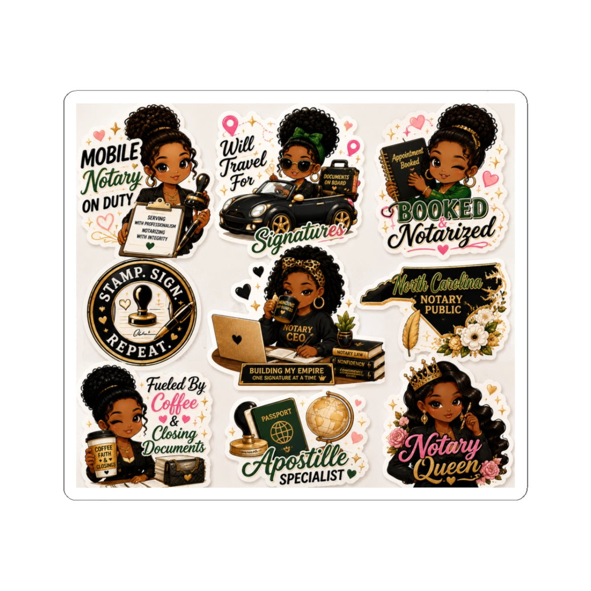 👑 Notary Boss Collection | Premium Kawaii Vinyl Stickers