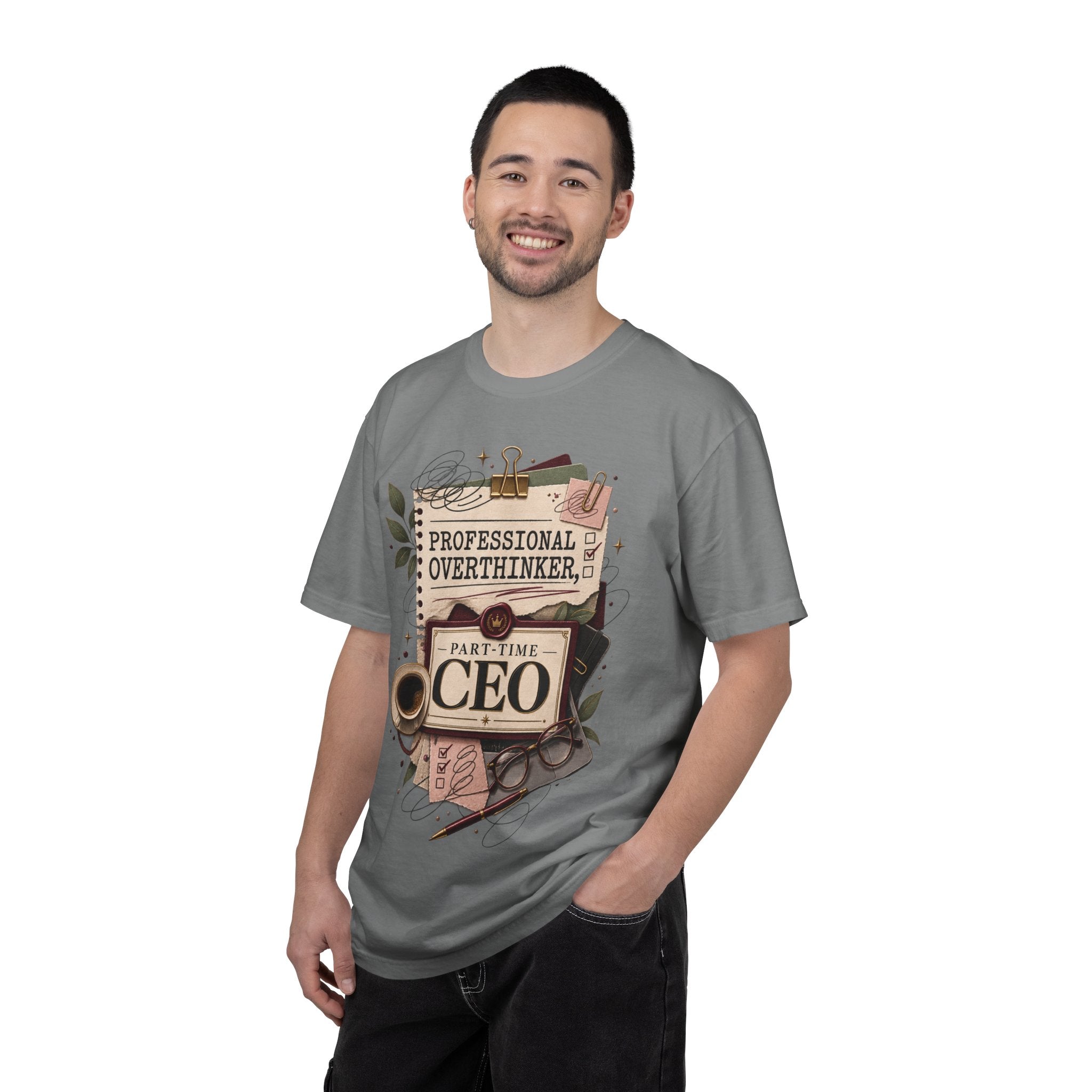 Professional Overthinker Part-Time CEO T-Shirt | Funny Small Business Owner Graphic Tee | Entrepreneur Gift | Garment-Dyed Shirt