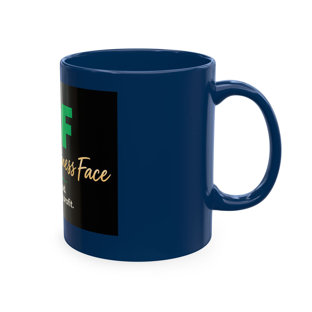 Resting Business Face Cursive Ceramic Mug — "RBF: I'm not mad. I'm calculating profit."