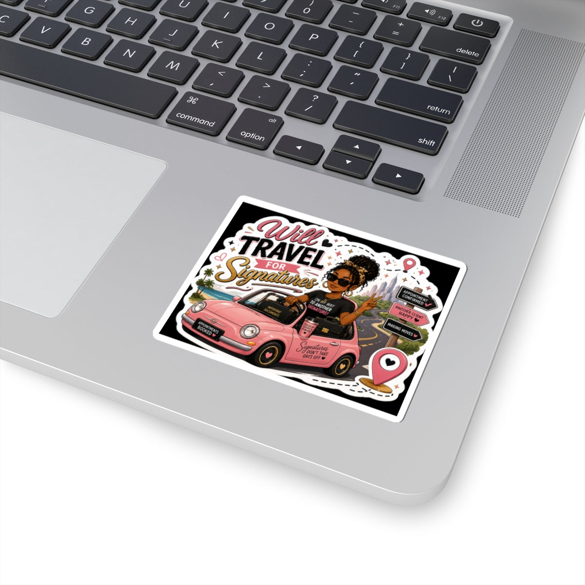 Will Travel for Signatures Vinyl Sticker | Mobile Notary Sticker | Loan Signing Agent Decal | Cute Business Owner Laptop Sticker