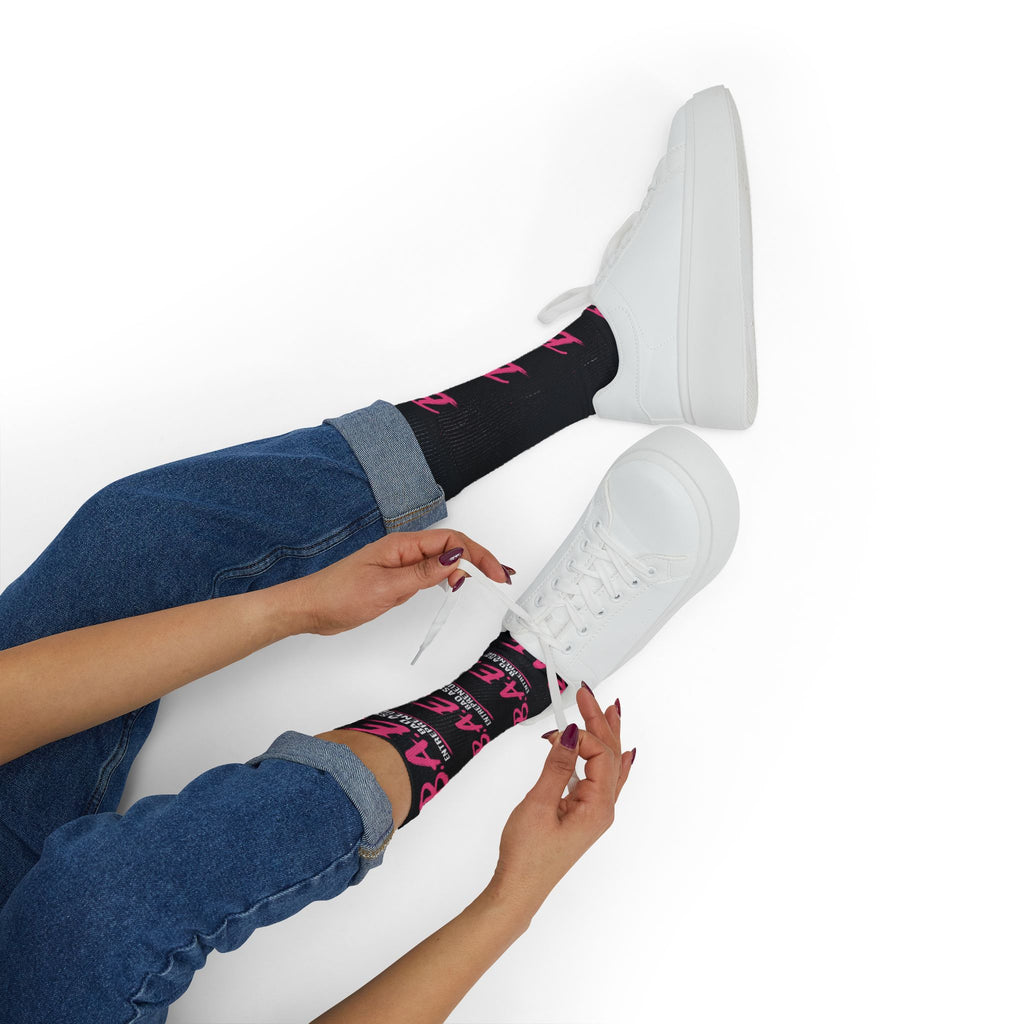 B.A.E. Crew Socks | Bad Ass Entrepreneur Black & Pink Socks | Gift for Business Owners