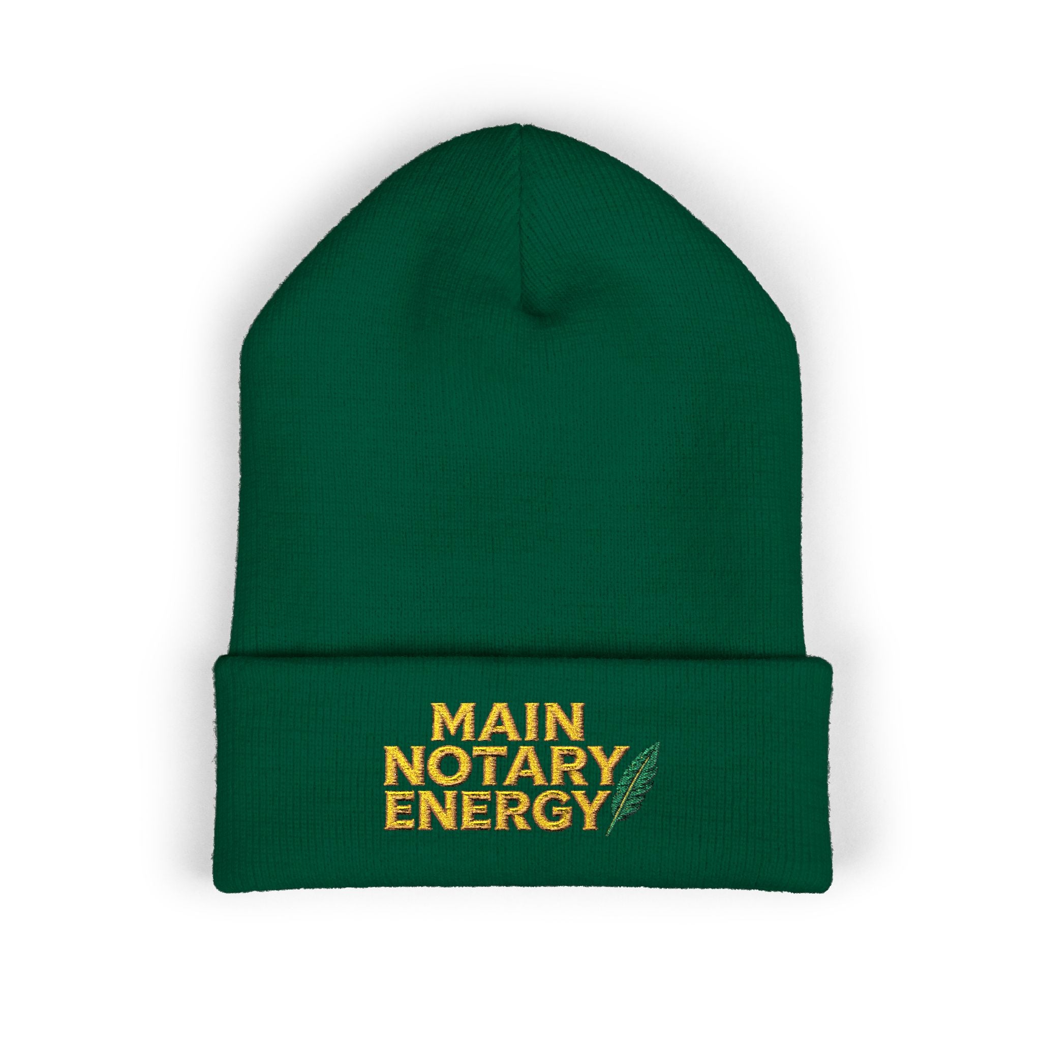 Main Notary Energy Embroidered Cuffed Beanie | Notary Public Gift