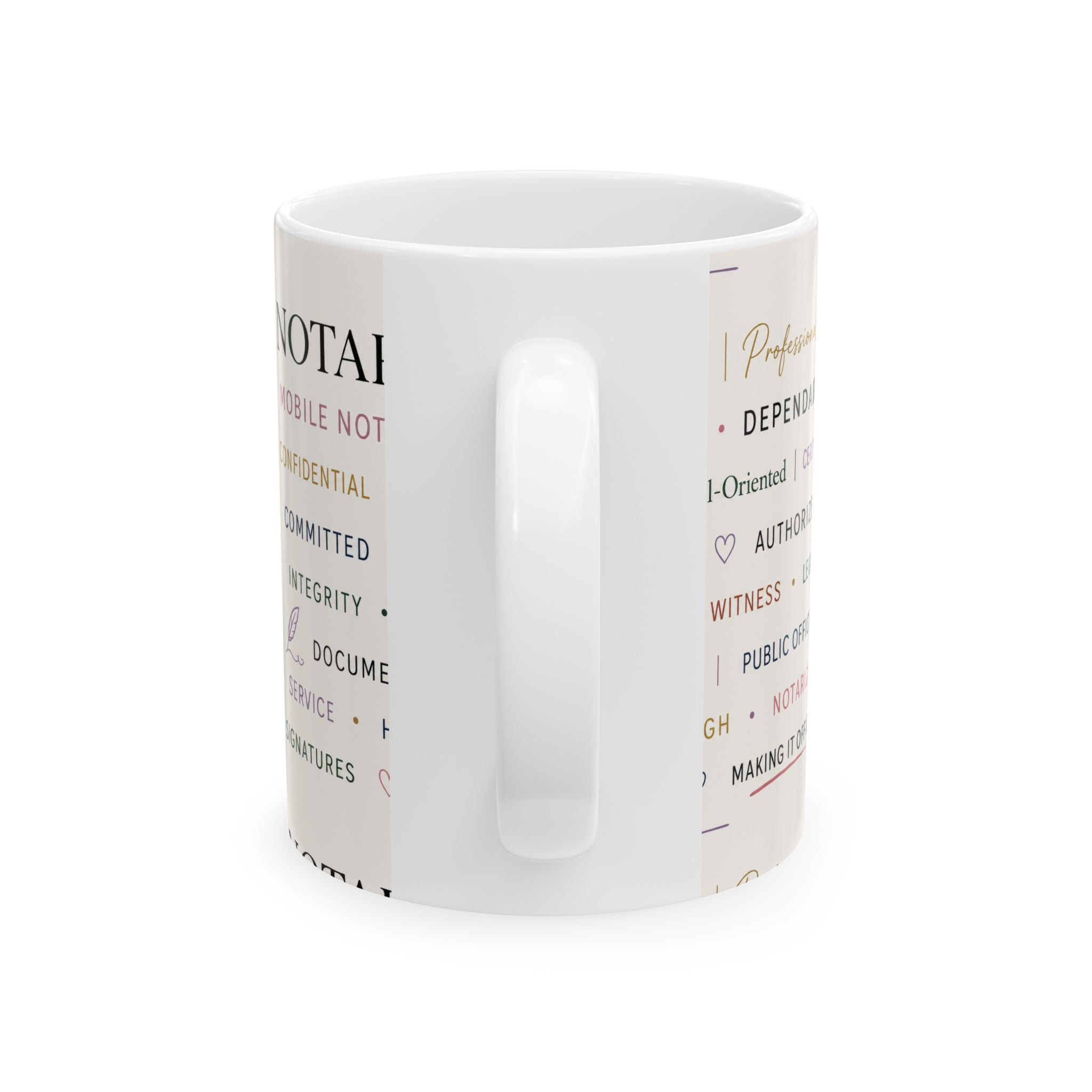 Notary Appreciation Mug | Words of Trust & Integrity Ceramic Coffee Mug | Gift for Notaries Public & Loan Signing Agents