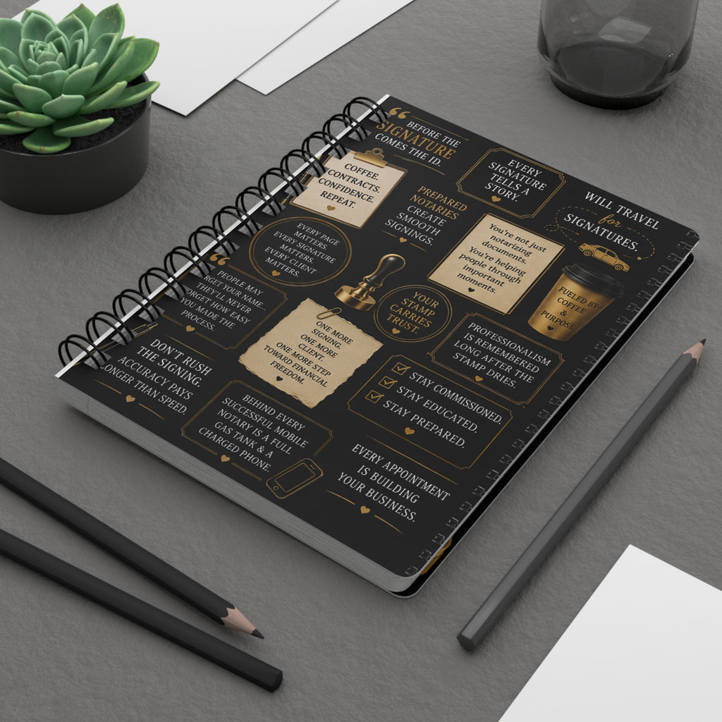 Before the Signature Comes the ID. | Hardcover Notary Quote Journal for Notaries & Loan Signing Agents