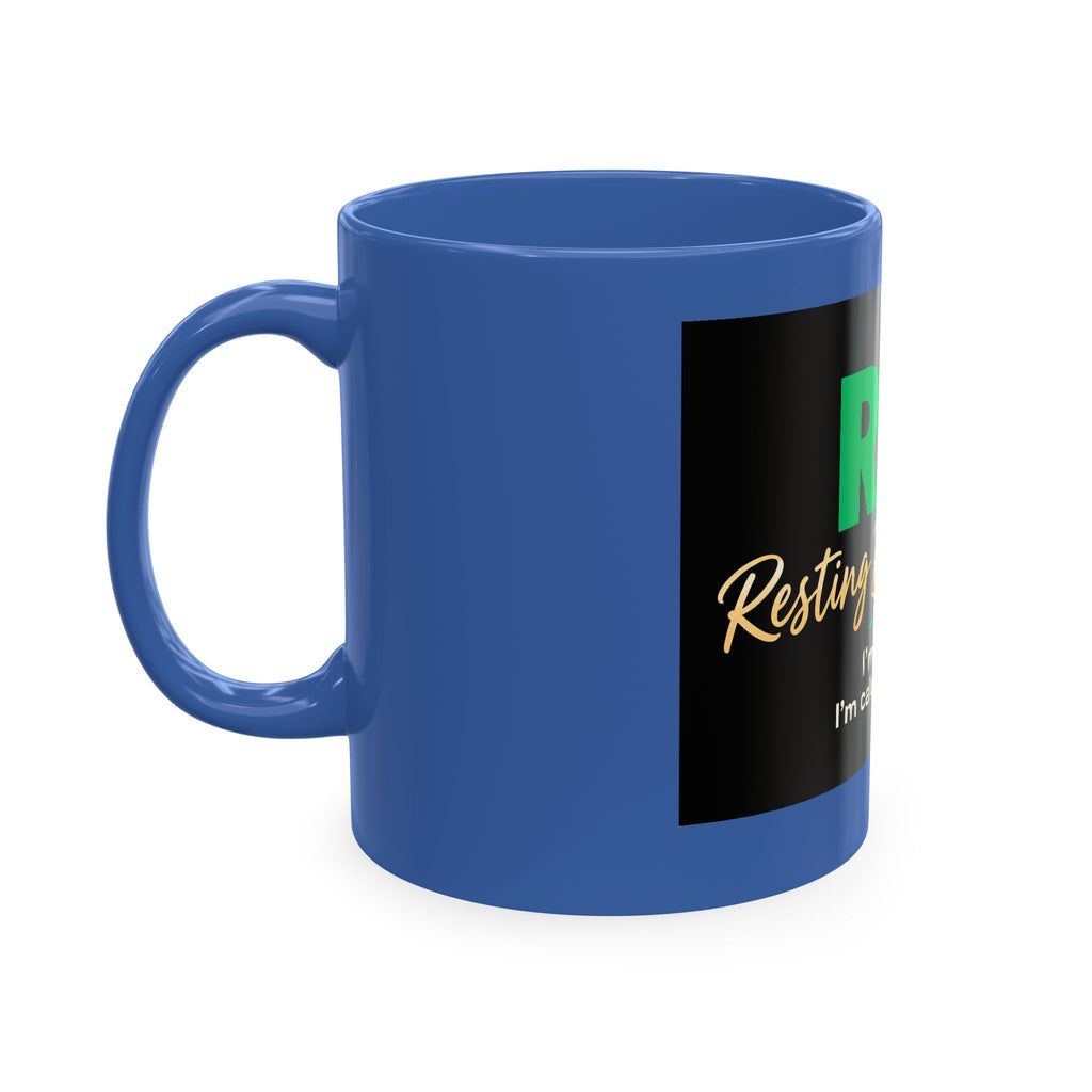 Resting Business Face Cursive Ceramic Mug — "RBF: I'm not mad. I'm calculating profit."