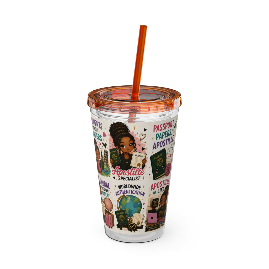 16 oz Acrylic Tumbler – Apostille Specialist Travel Collection | Double-Wall Notary Cup with Straw
