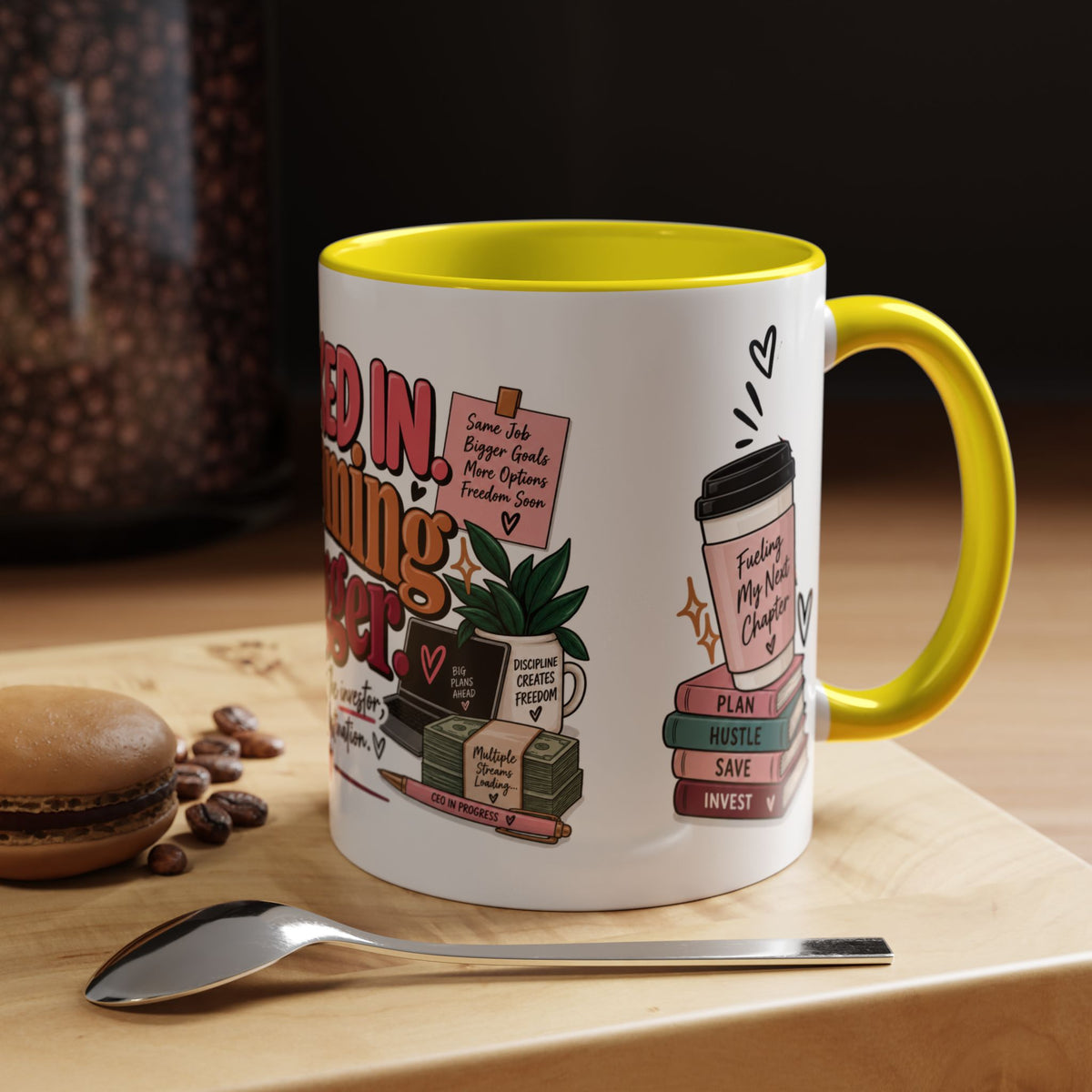 Clocked In, Dreaming Bigger Ceramic Mug — Side Hustle & Entrepreneur Coffee Cup