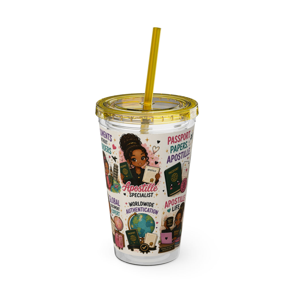16 oz Acrylic Tumbler – Apostille Specialist Travel Collection | Double-Wall Notary Cup with Straw