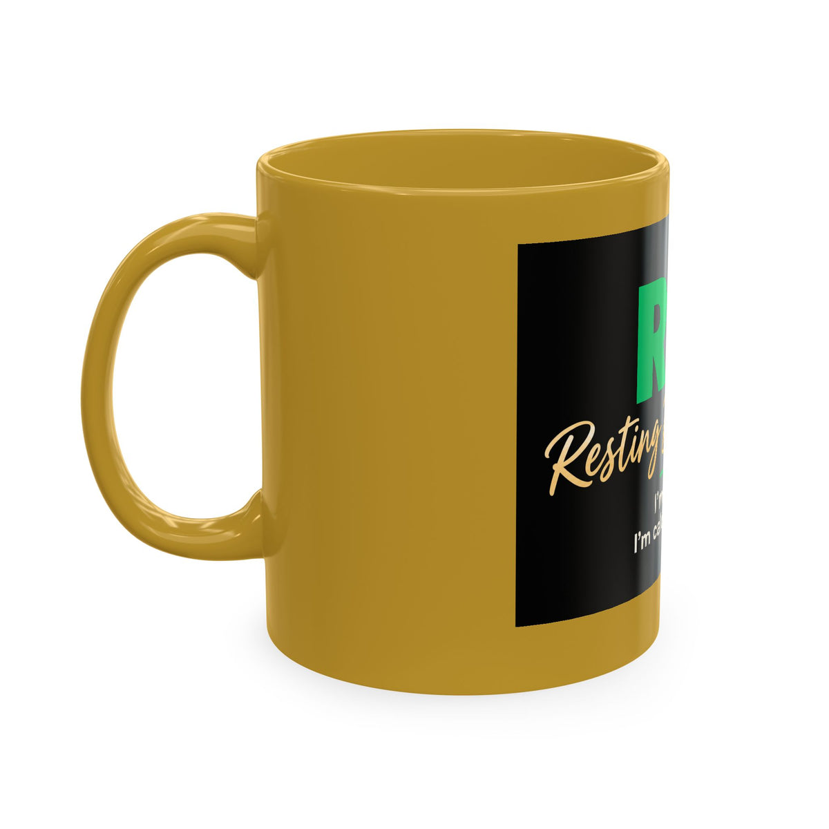 Resting Business Face Cursive Ceramic Mug — "RBF: I'm not mad. I'm calculating profit."