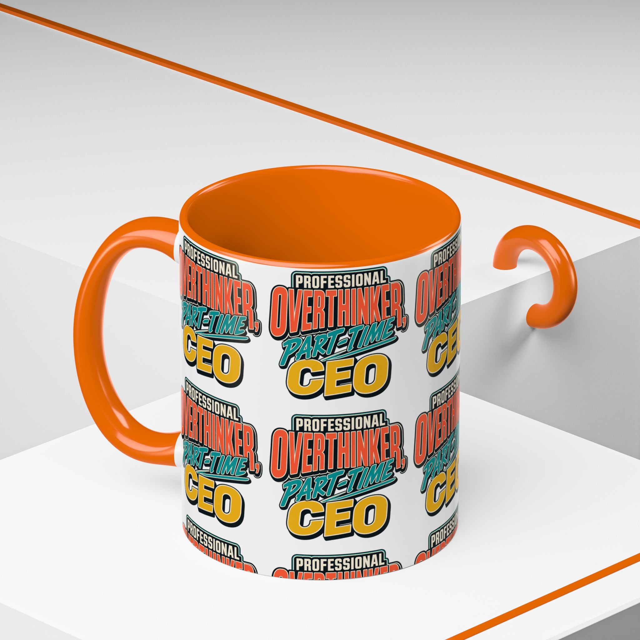 Professional Overthinker Part-Time CEO Mug | Funny Small Business Owner Coffee Cup | Entrepreneur and Side-Hustle Gift