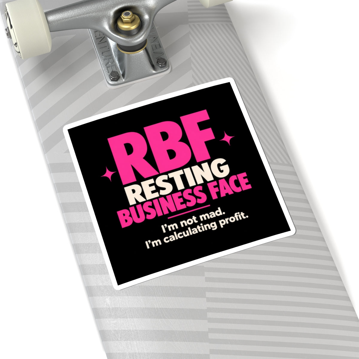 RBF "Resting Business Face" Sticker — Funny Entrepreneur Laptop Decal ("I’m not mad. I’m calculating profit.")