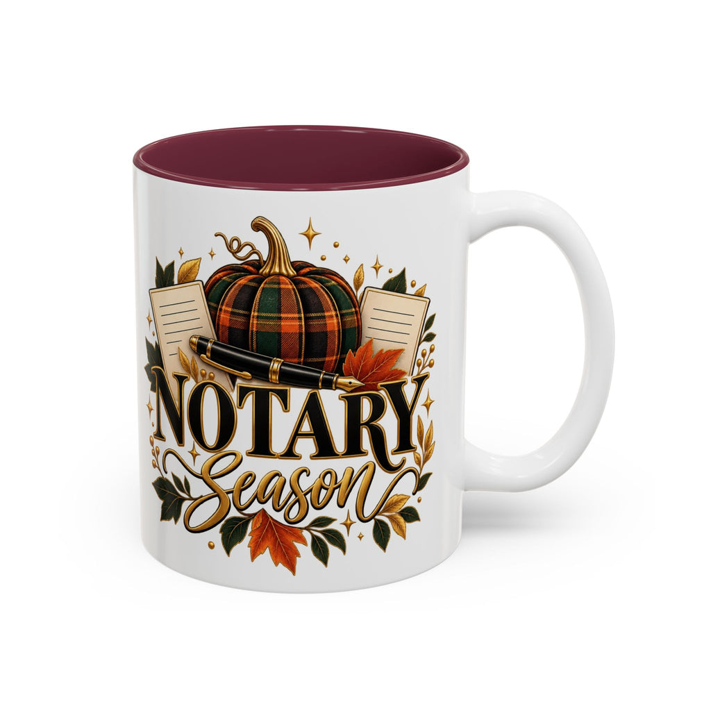 Notary Season Fall Accent Mug — Autumn Notary Public Coffee Cup