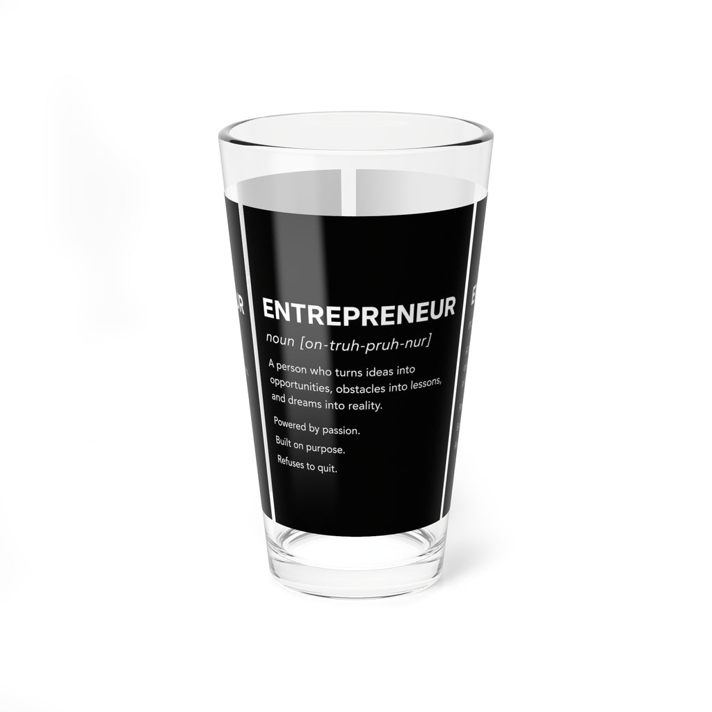 Entrepreneur Definition Mixing Glass | 16oz Motivational Pint Glass | Small Business Owner Gift | Business Owner Drinkware