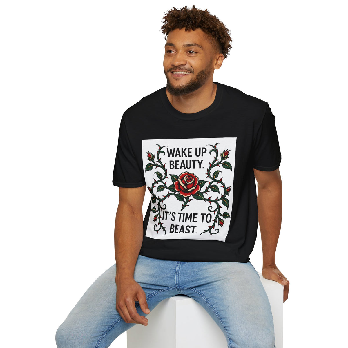Wake Up Beauty, It’s Time to Beast Tee — Rose & Thorn Graphic Shirt