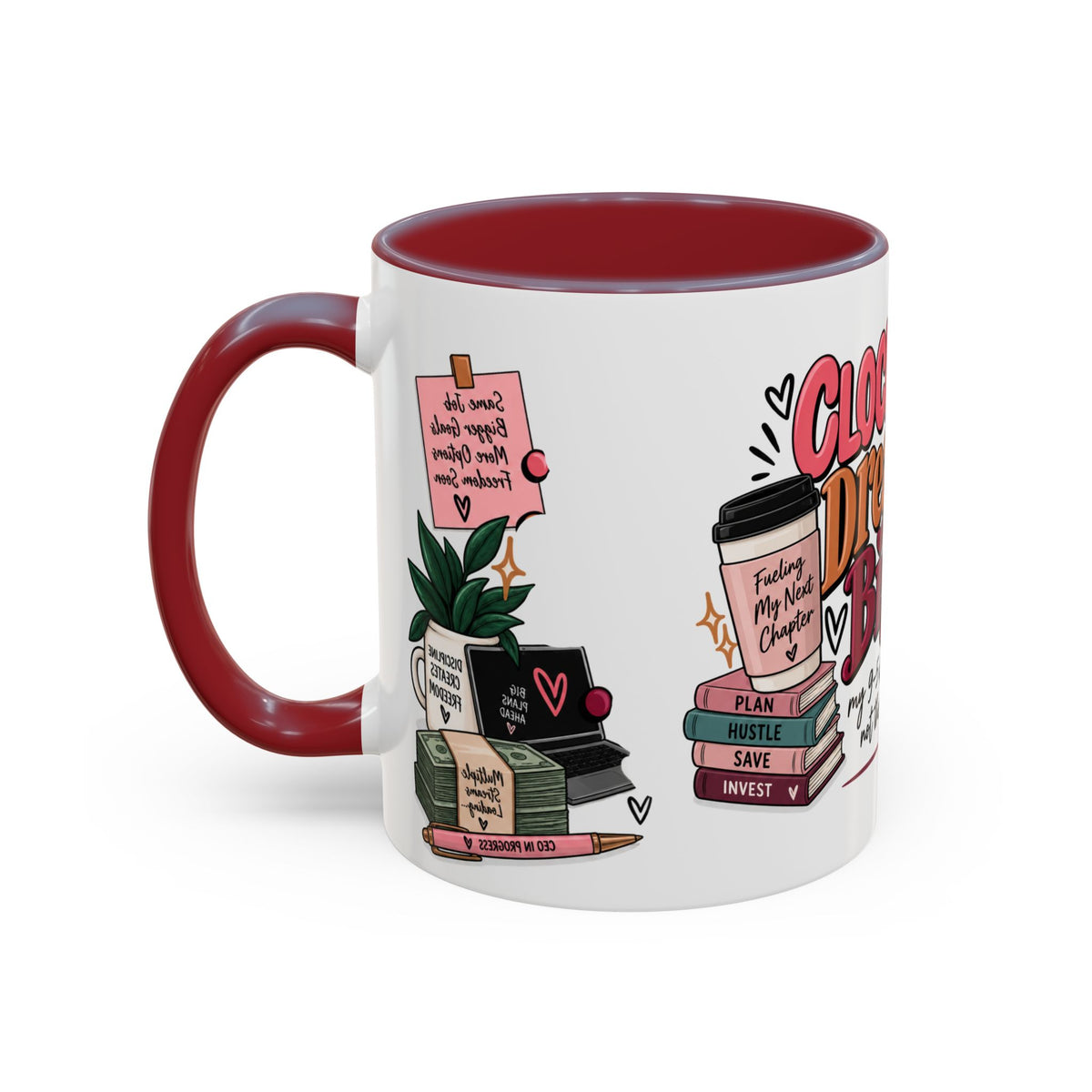 Clocked In, Dreaming Bigger Ceramic Mug — Side Hustle & Entrepreneur Coffee Cup