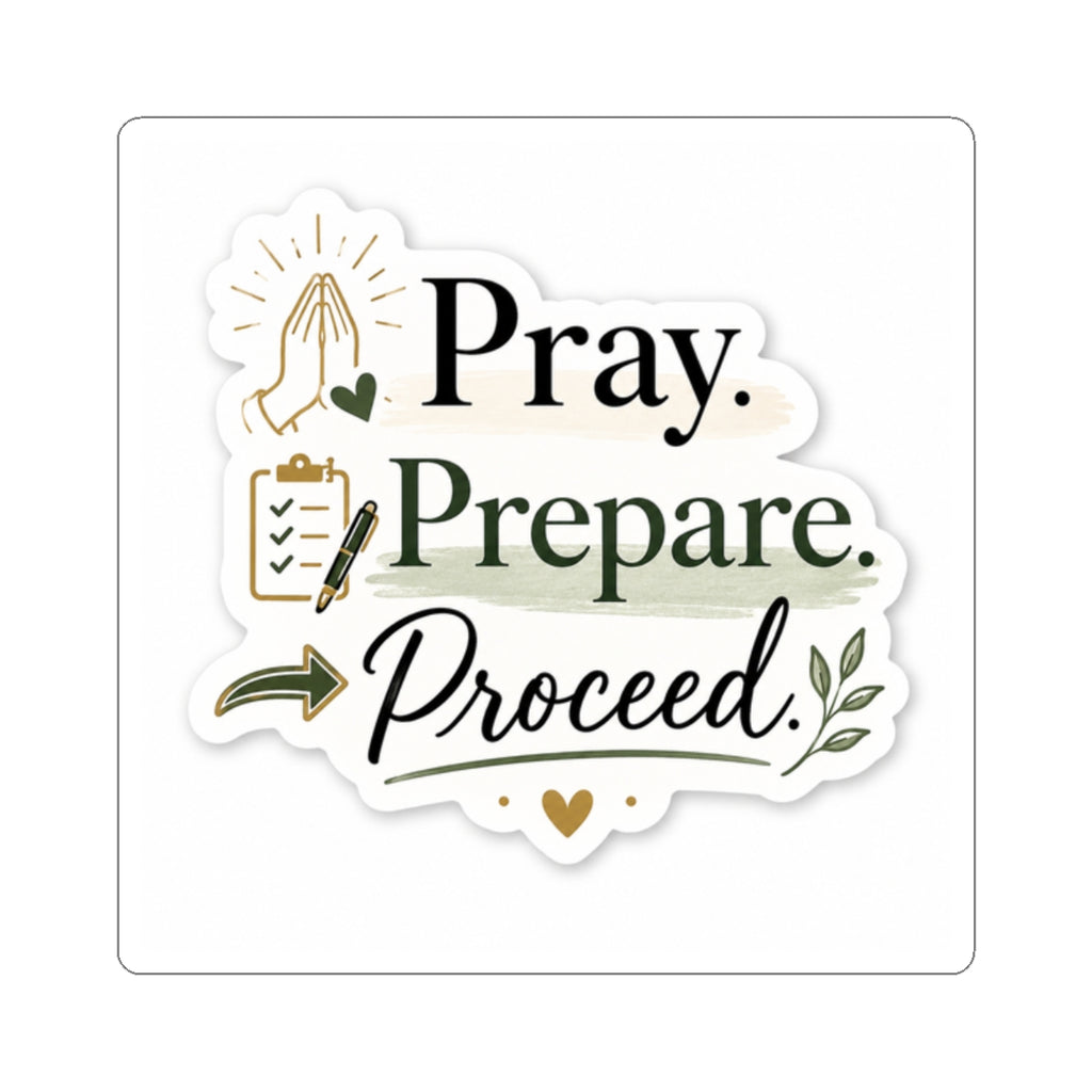Pray. Prepare. Proceed. Vinyl Sticker  | Decal | Cute Business Owner Laptop Sticker