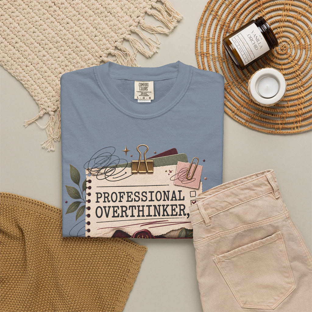 Professional Overthinker Part-Time CEO T-Shirt | Funny Small Business Owner Graphic Tee | Entrepreneur Gift | Garment-Dyed Shirt