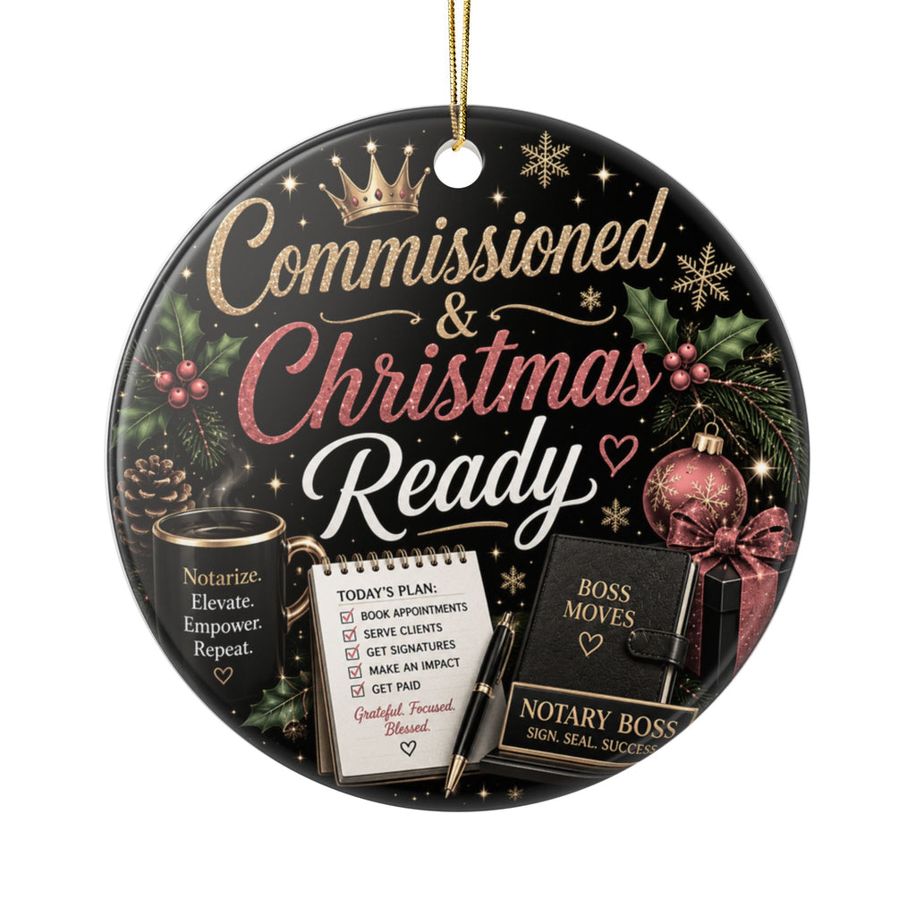 Commissioned & Christmas Ready Ceramic Ornament – Funny Notary Christmas Gift