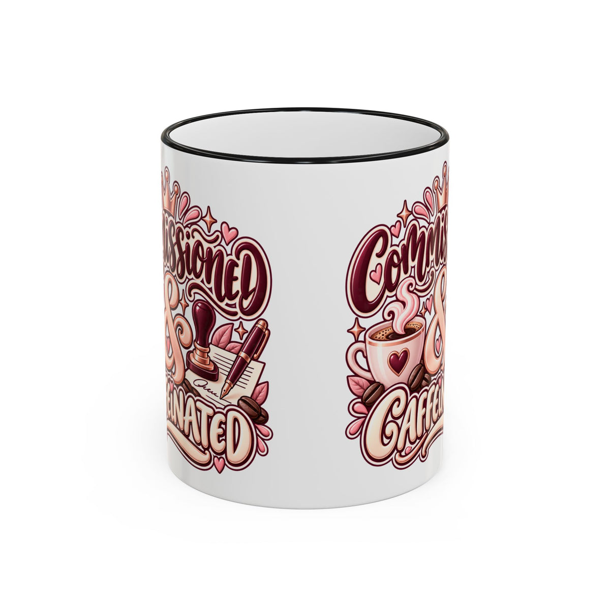 Commissioned & Caffeinated Accent Coffee Mug — Notary Public Gift