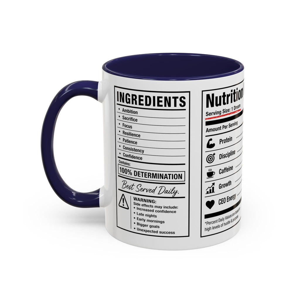 Entrepreneur Nutrition Facts Accent Coffee Mug | CEO Motivation Coffee Cup (11oz, 15oz)