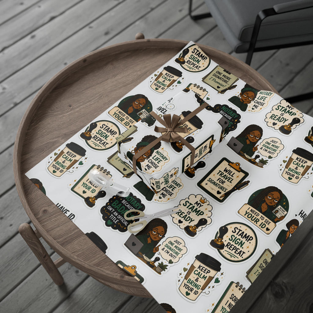 ✍🏾☕ Notary Life Wrapping Paper – Funny Notary Gift Wrap 🎁