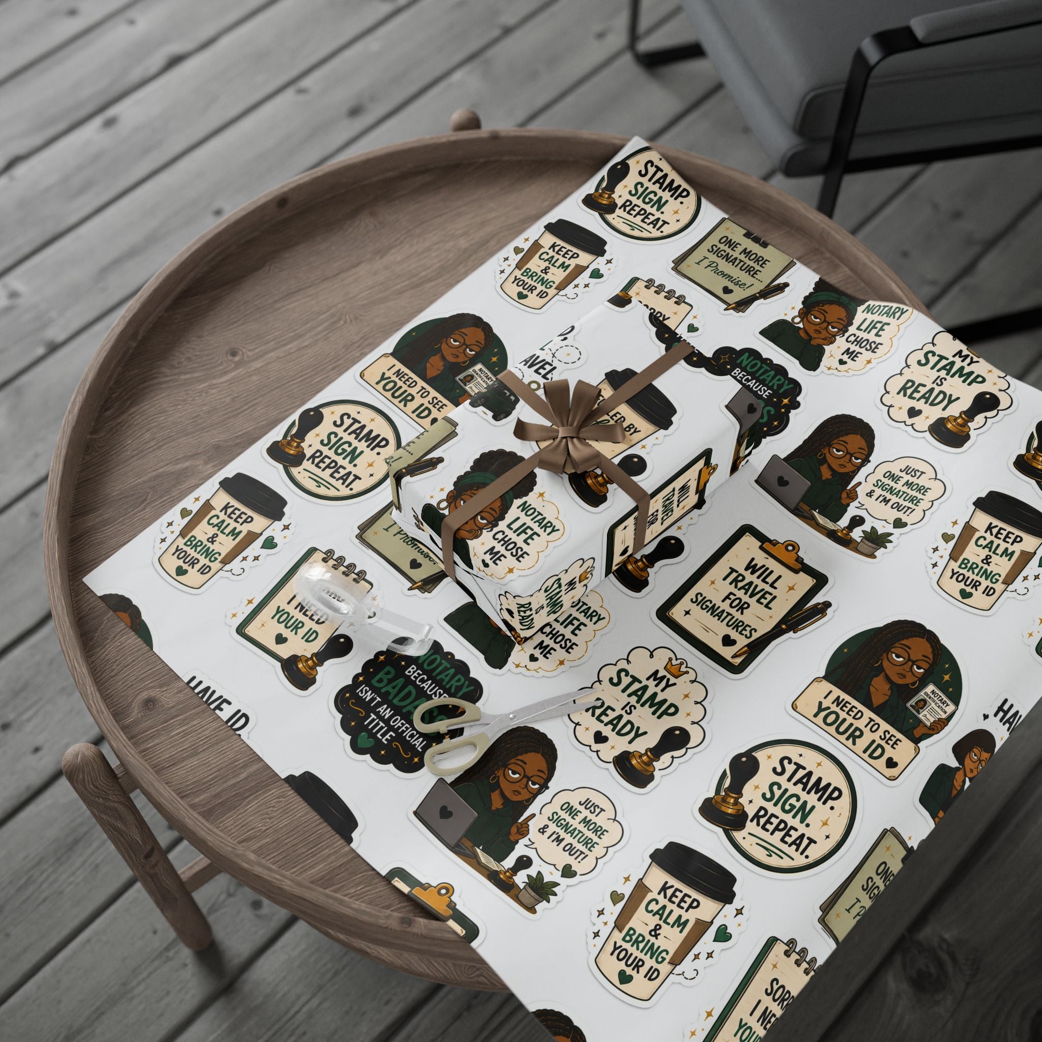 ✍🏾☕ Notary Life Wrapping Paper – Funny Notary Gift Wrap 🎁