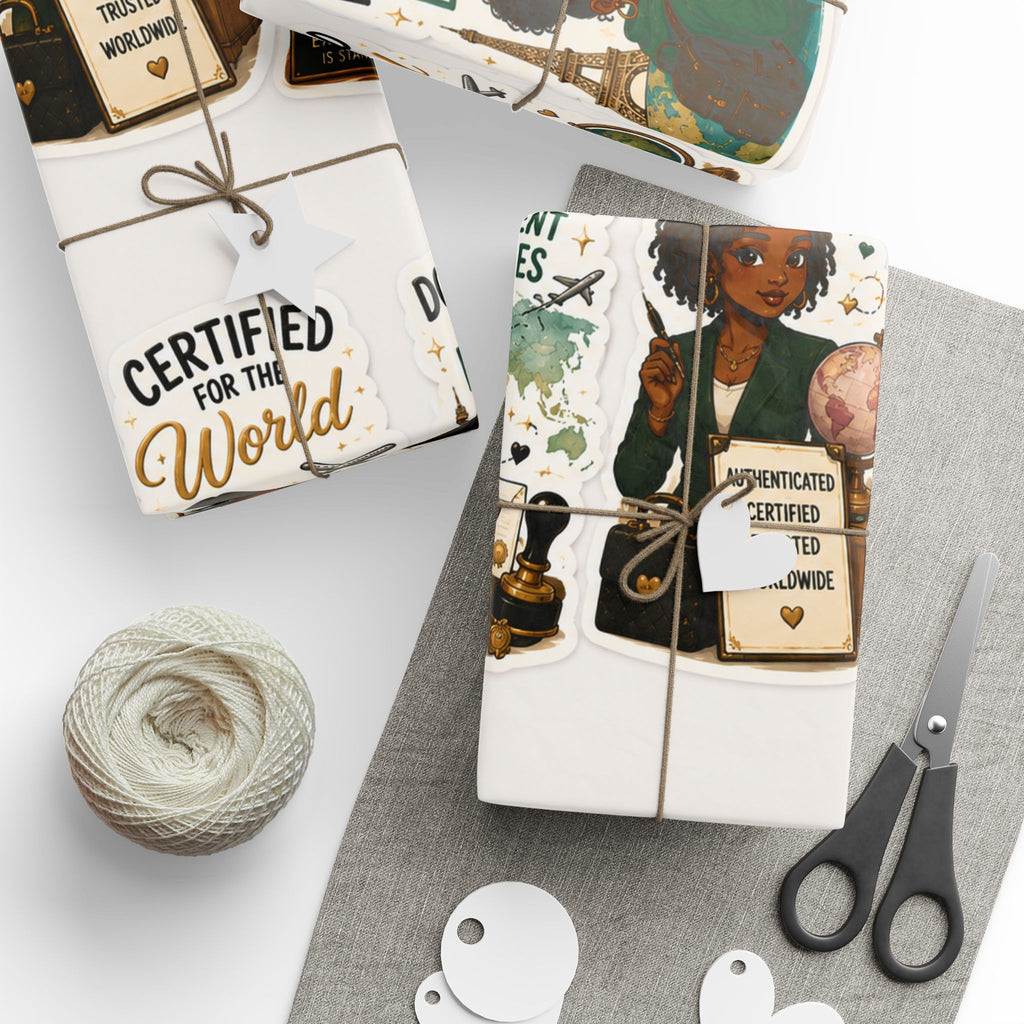 Apostille Around the World Wrapping Paper – International Document Specialist Gift Wrap🌍📜✈️✨