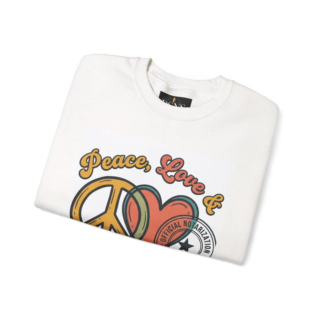Peace, Love & Notarizations Cozy  Crewneck Sweatshirt ☮️❤️🖋️