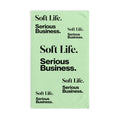 Soft Life. Serious Business. Mint Hand Towel — Trendy Minimal Text Pattern